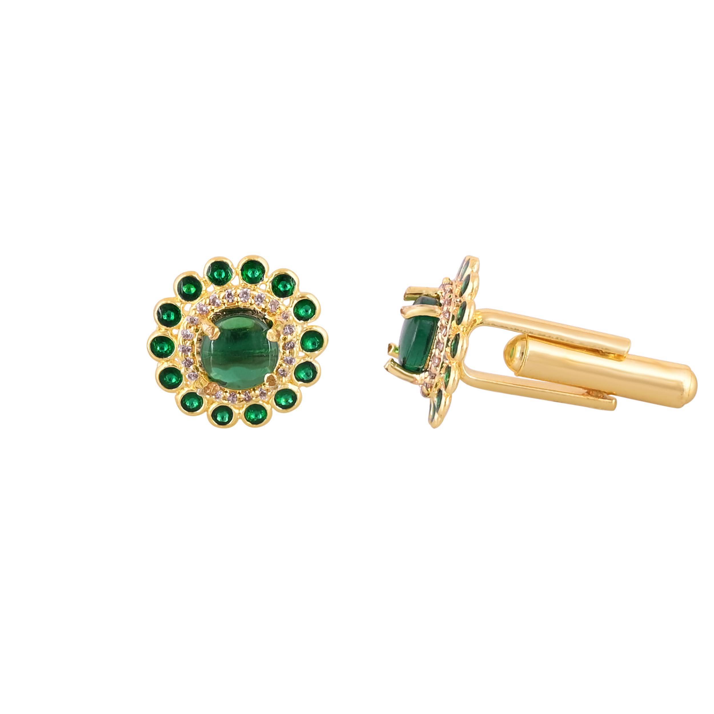 Elegant Gold Plated Green Cufflink in Johkibazar: Elevate Your Style with Luxury - Image 2
