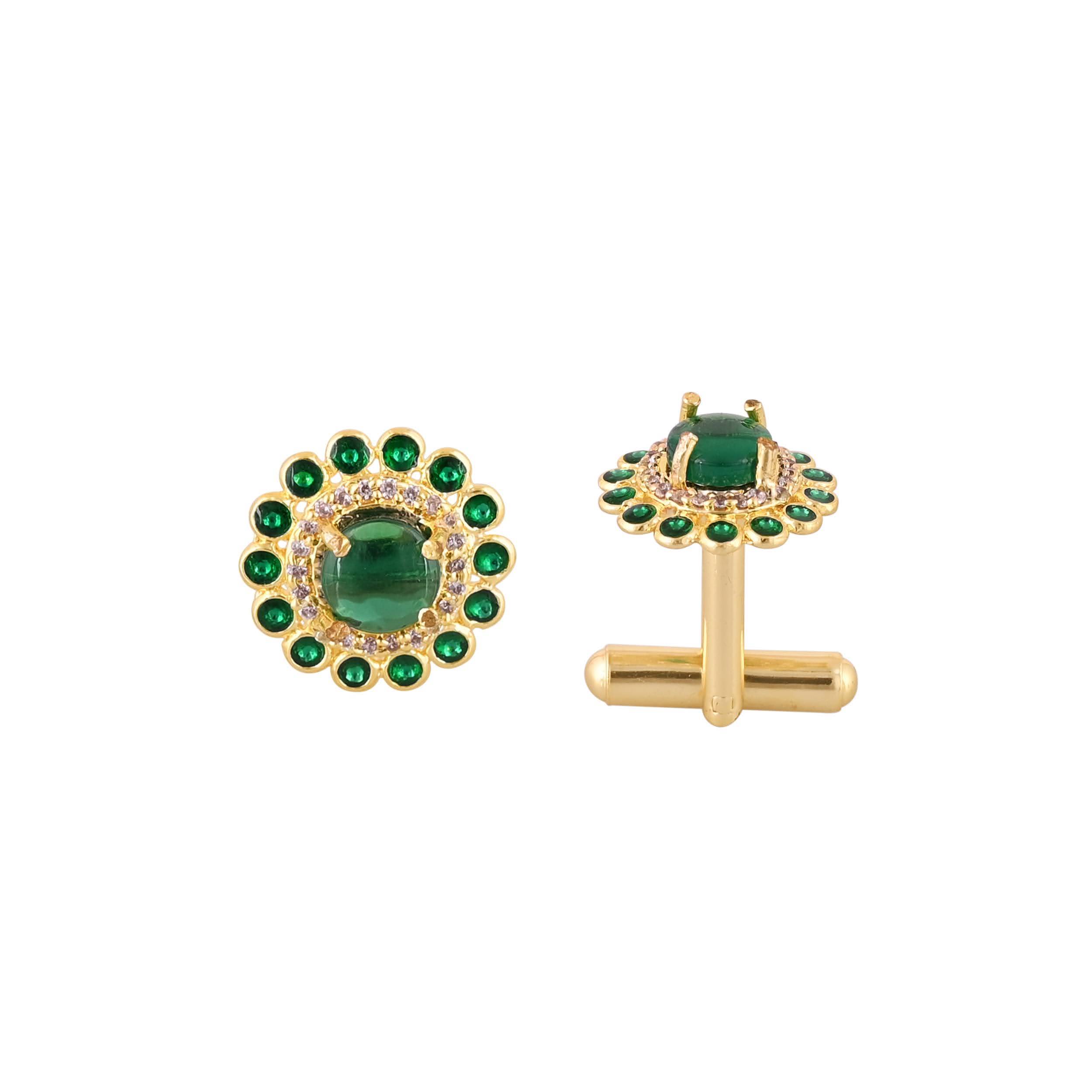 Elegant Gold Plated Green Cufflink in Johkibazar: Elevate Your Style with Luxury - Image 4