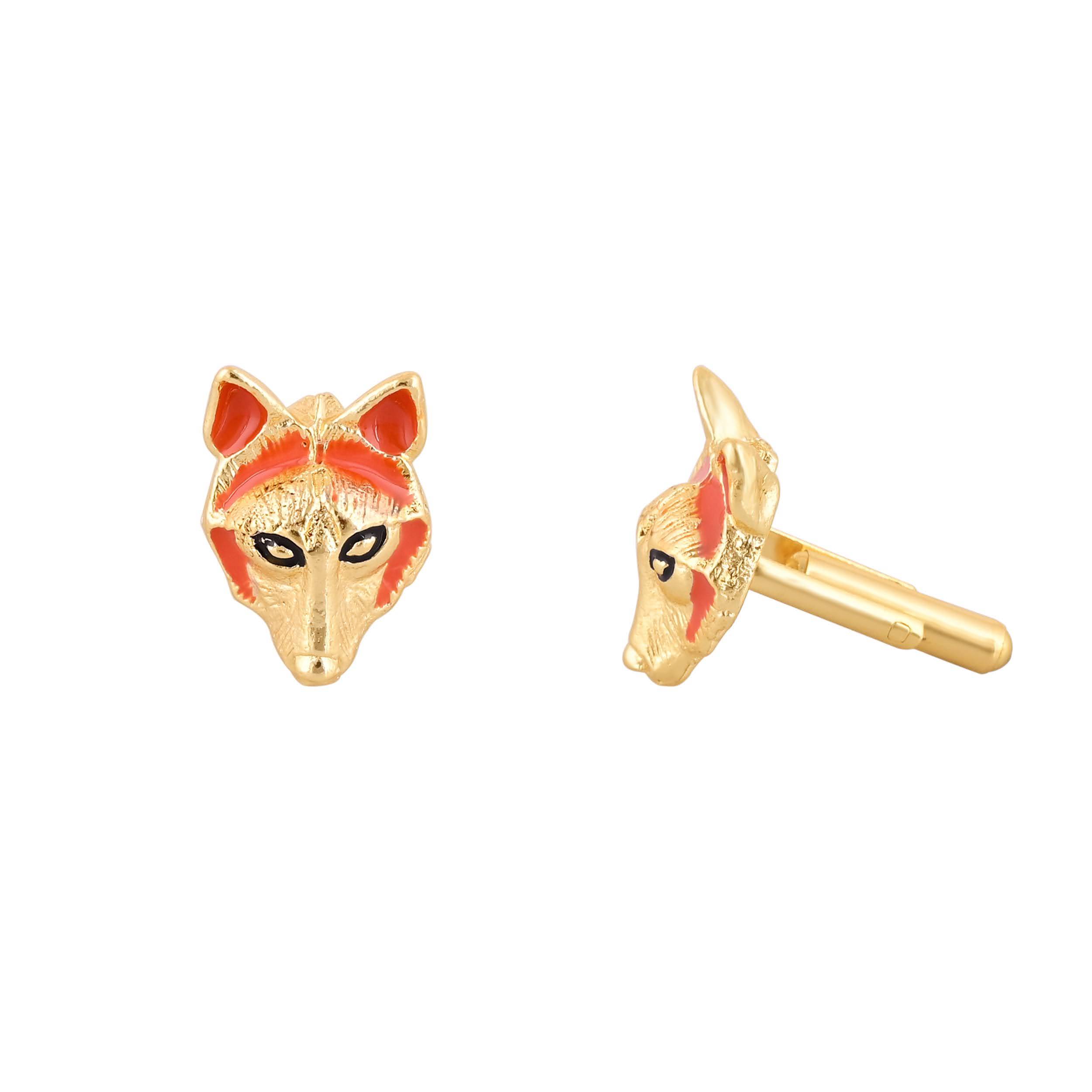 Elegant Gold Plated Orange Cufflink - Image 1