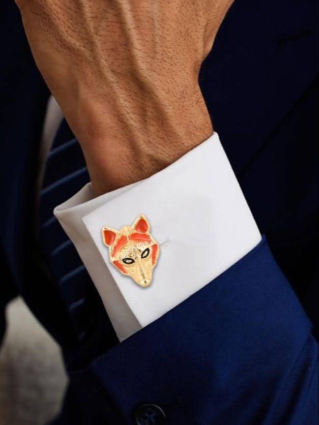 Elegant Gold Plated Orange Cufflink - Image 2