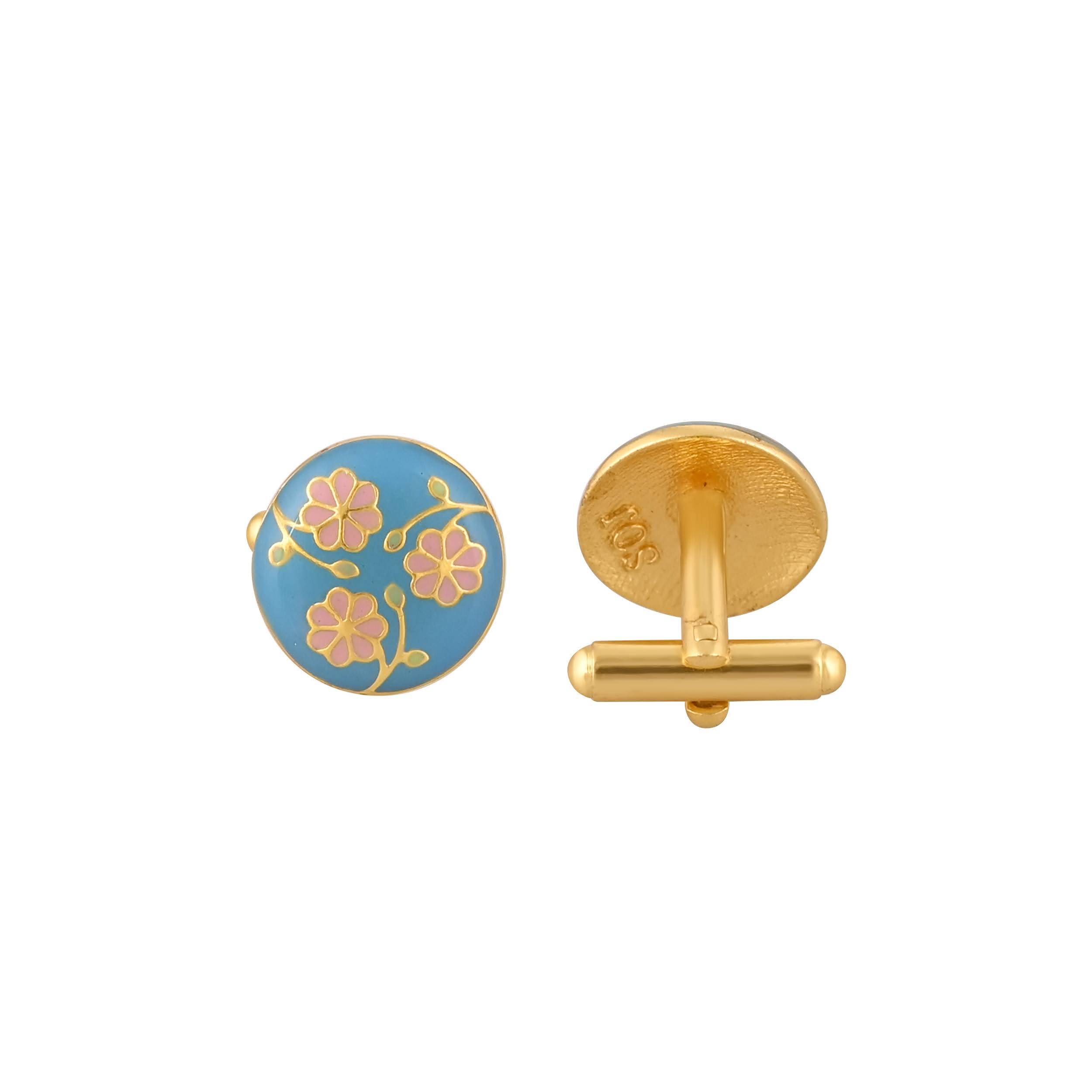 Jewelry Accessories: Elegant Gold Plated Pichwai Cufflink in Johkibazar - Elevate Your Formal Attire - Image 2