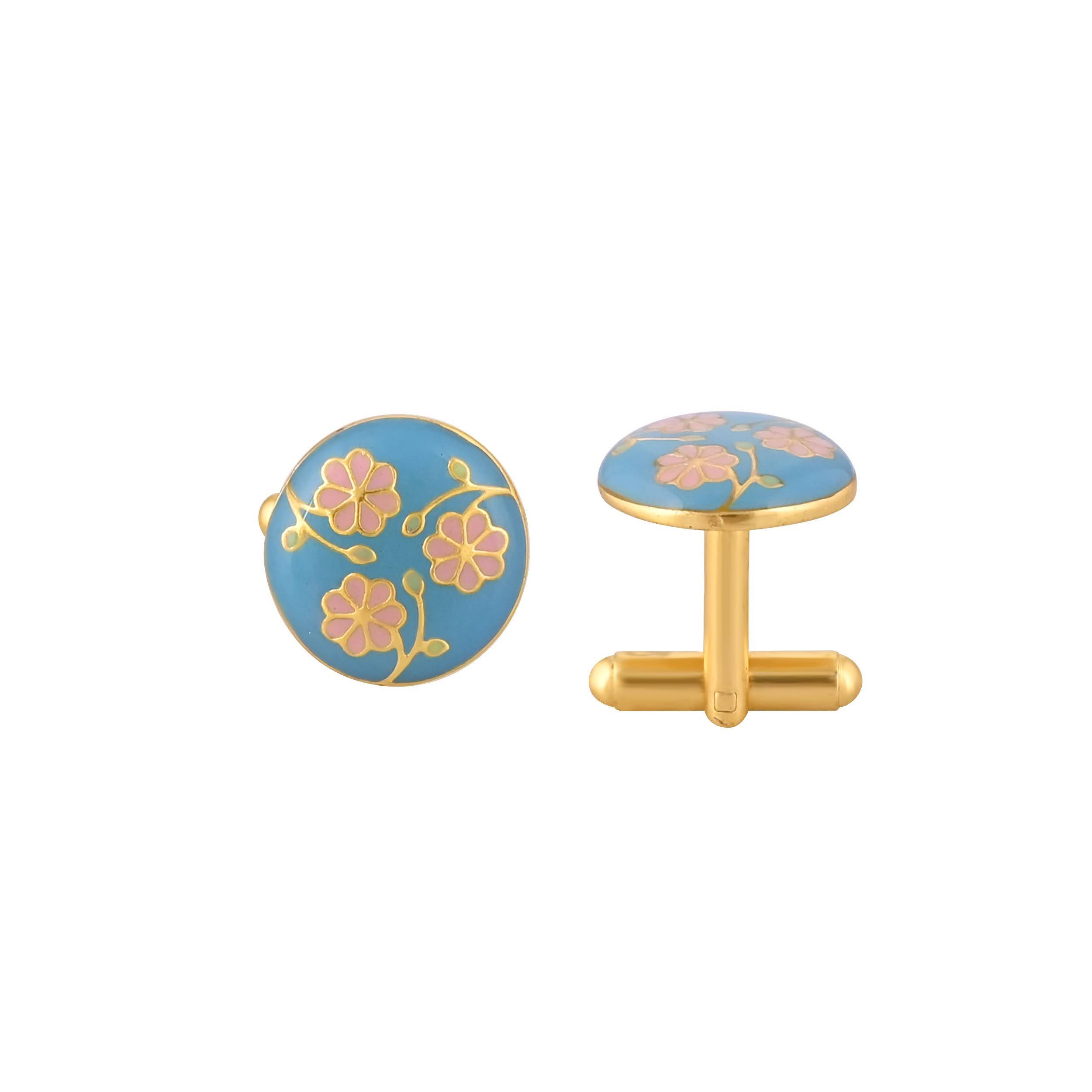Jewelry Accessories: Elegant Gold Plated Pichwai Cufflink in Johkibazar - Elevate Your Formal Attire - Image 3