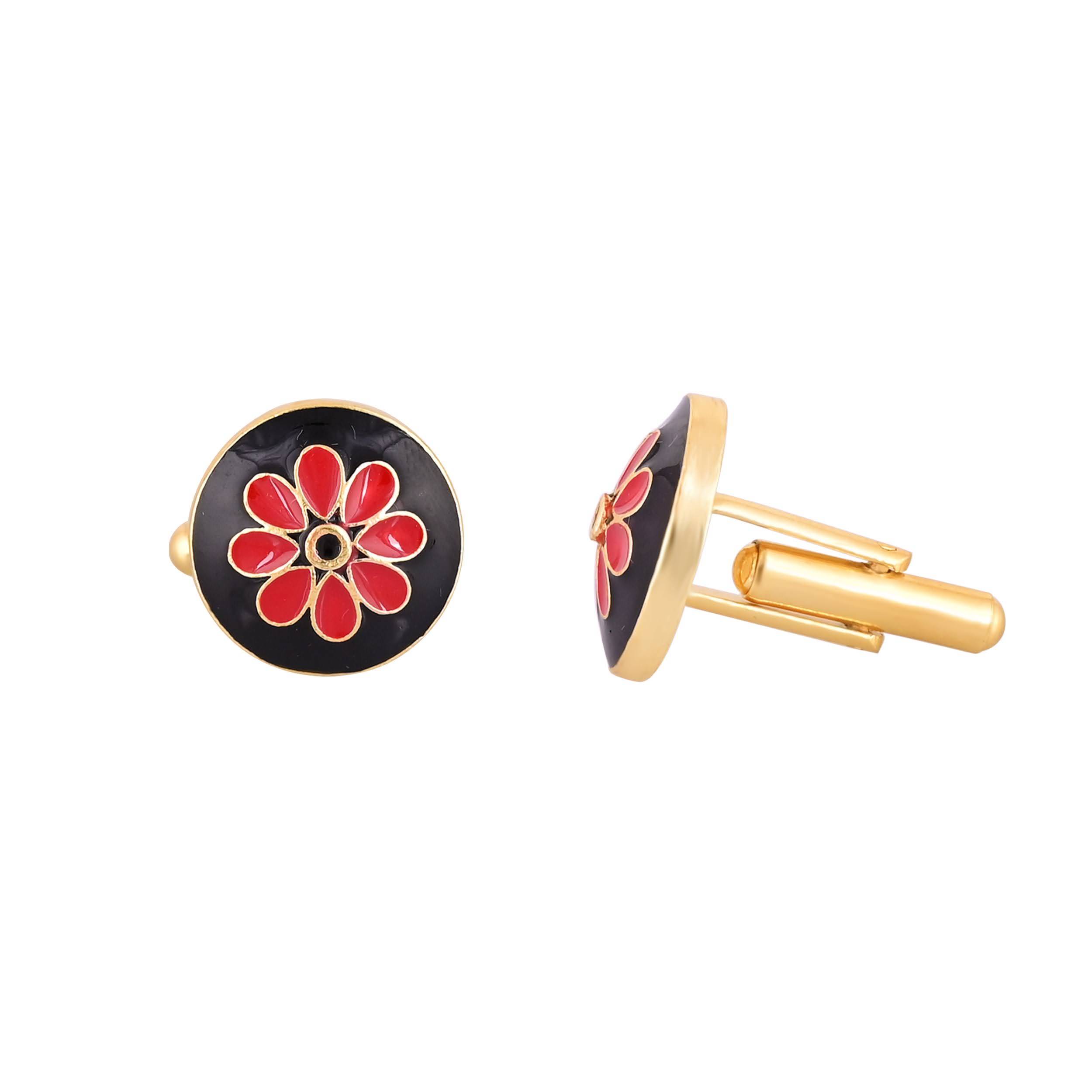 Men's Accessories - Elegant Gold Plated Black Cufflinks in Johkibazar - Sophistication and Style -  - Buy Online at SANCTUARY OF JEWELS
