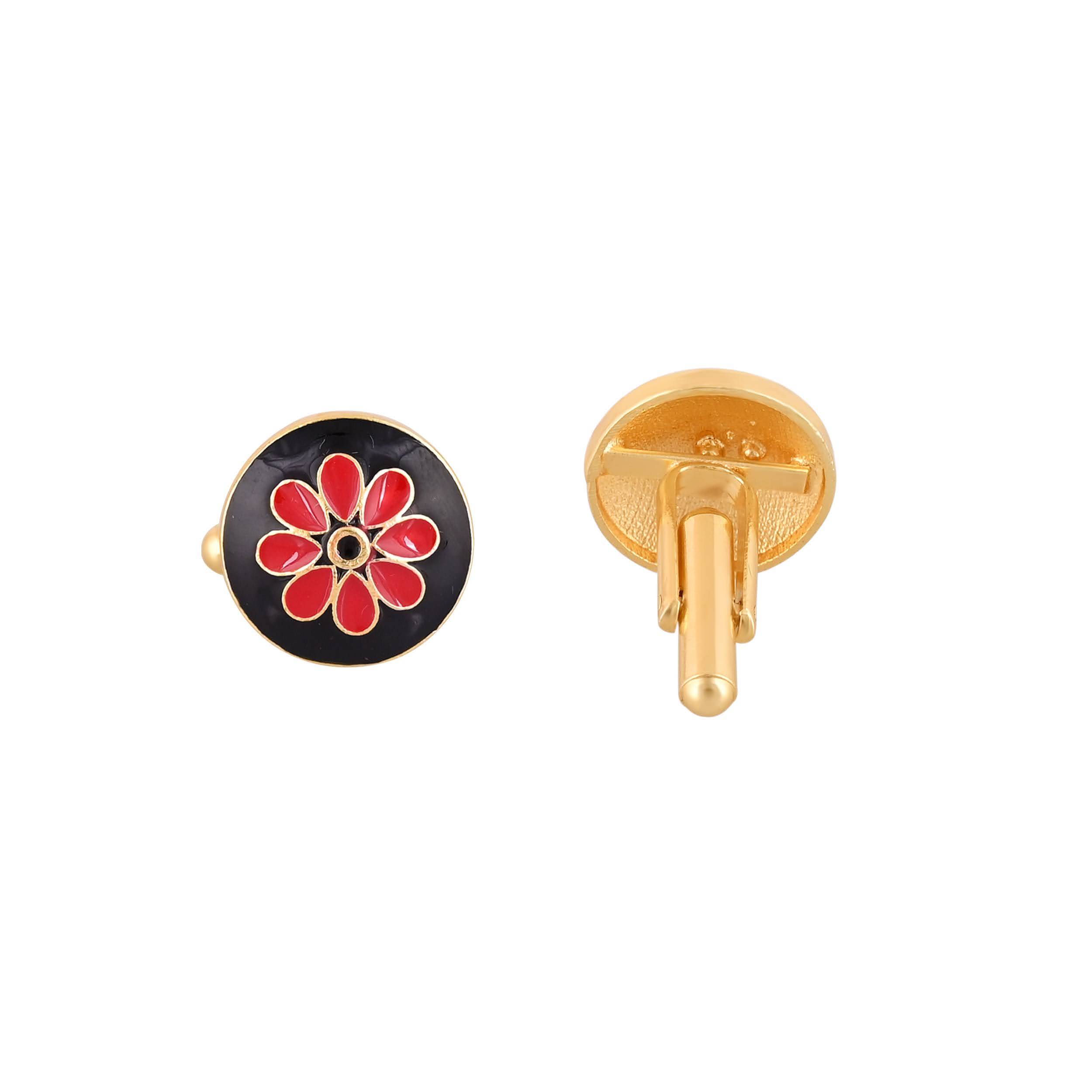Men's Accessories - Elegant Gold Plated Black Cufflinks in Johkibazar - Sophistication and Style - Image 1