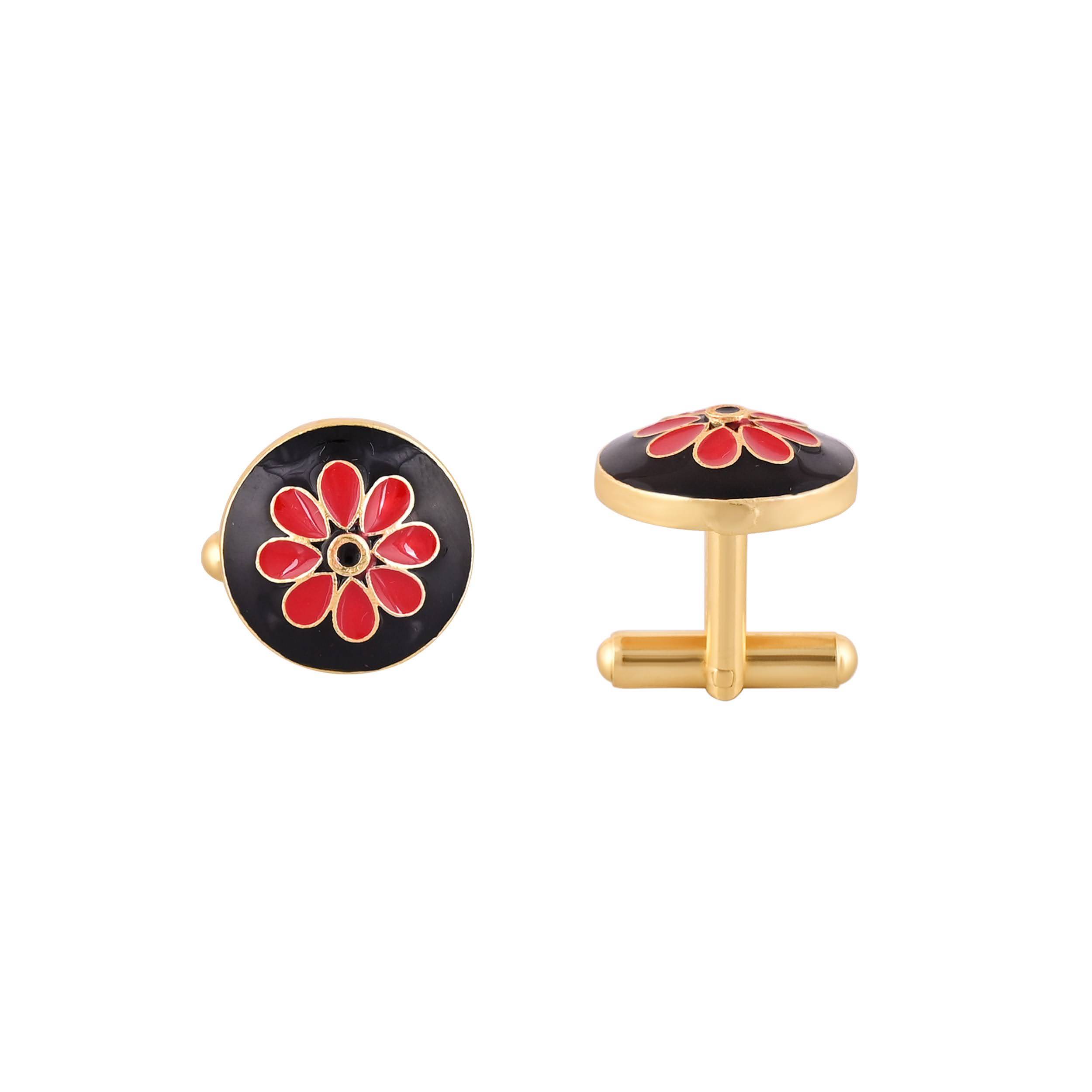 Men's Accessories - Elegant Gold Plated Black Cufflinks in Johkibazar - Sophistication and Style - Image 2