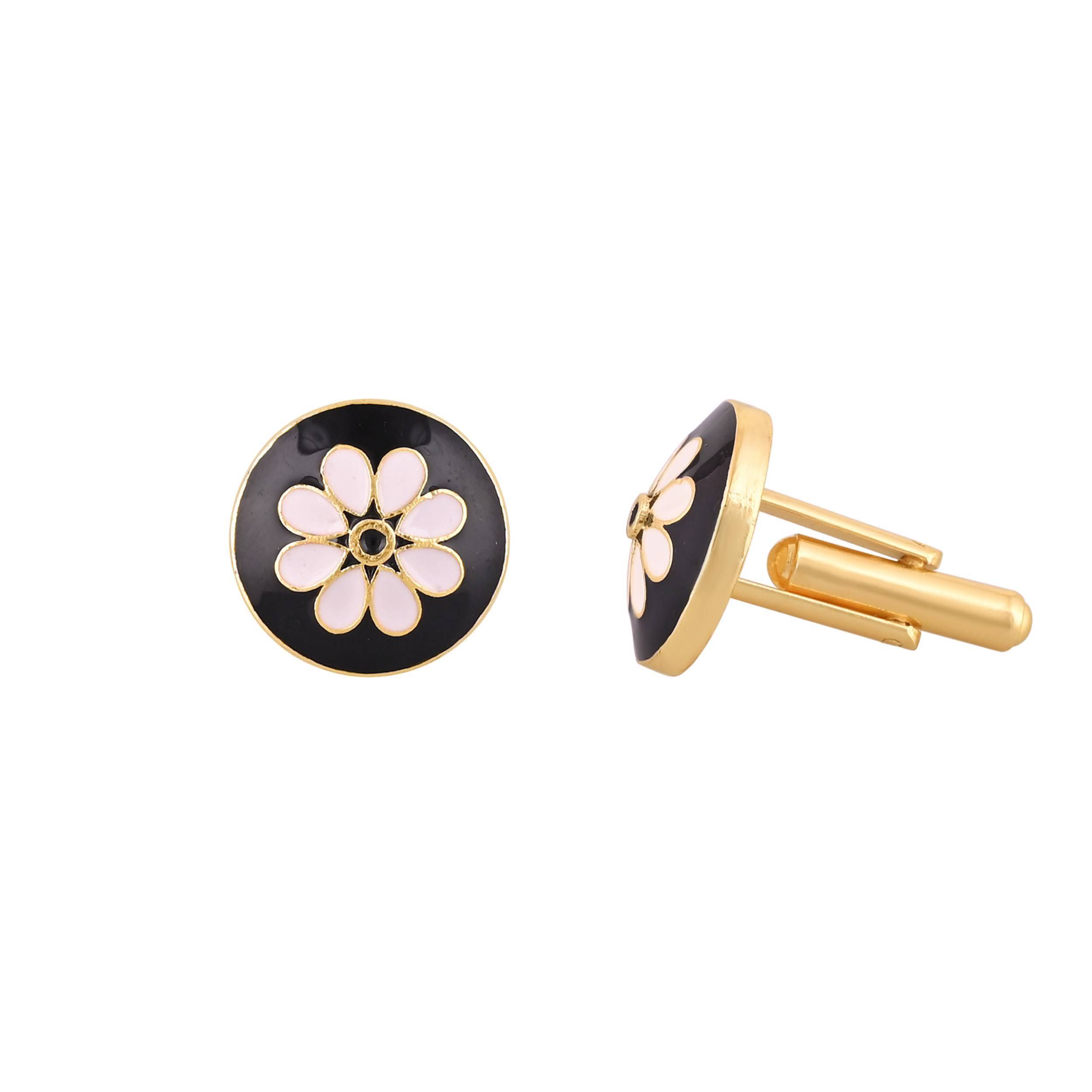 Elegant Gold Plated Black Cufflink in Johkibazar Exuding Sophistication - Image 1