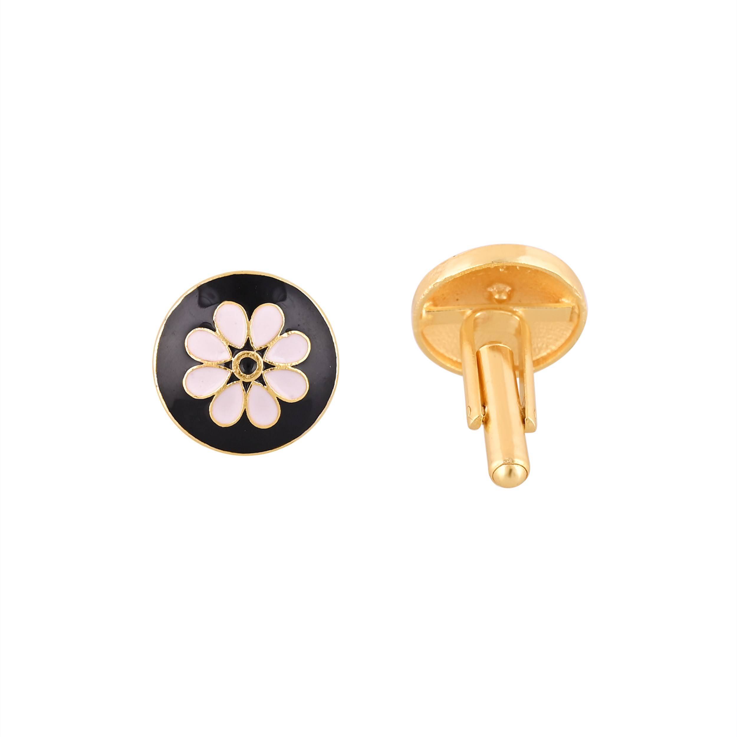Elegant Gold Plated Black Cufflink in Johkibazar Exuding Sophistication - Image 2