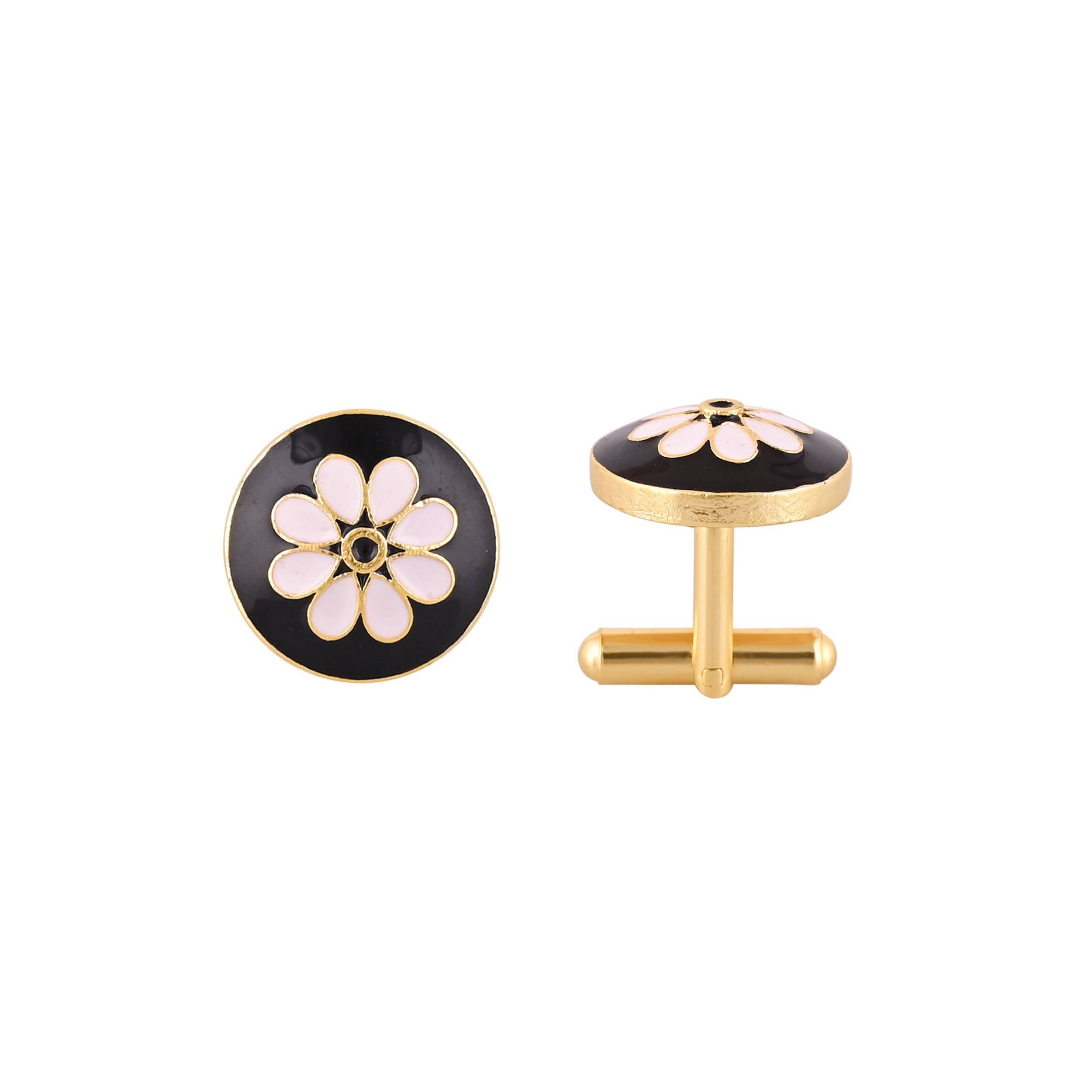 Elegant Gold Plated Black Cufflink in Johkibazar Exuding Sophistication - Image 3