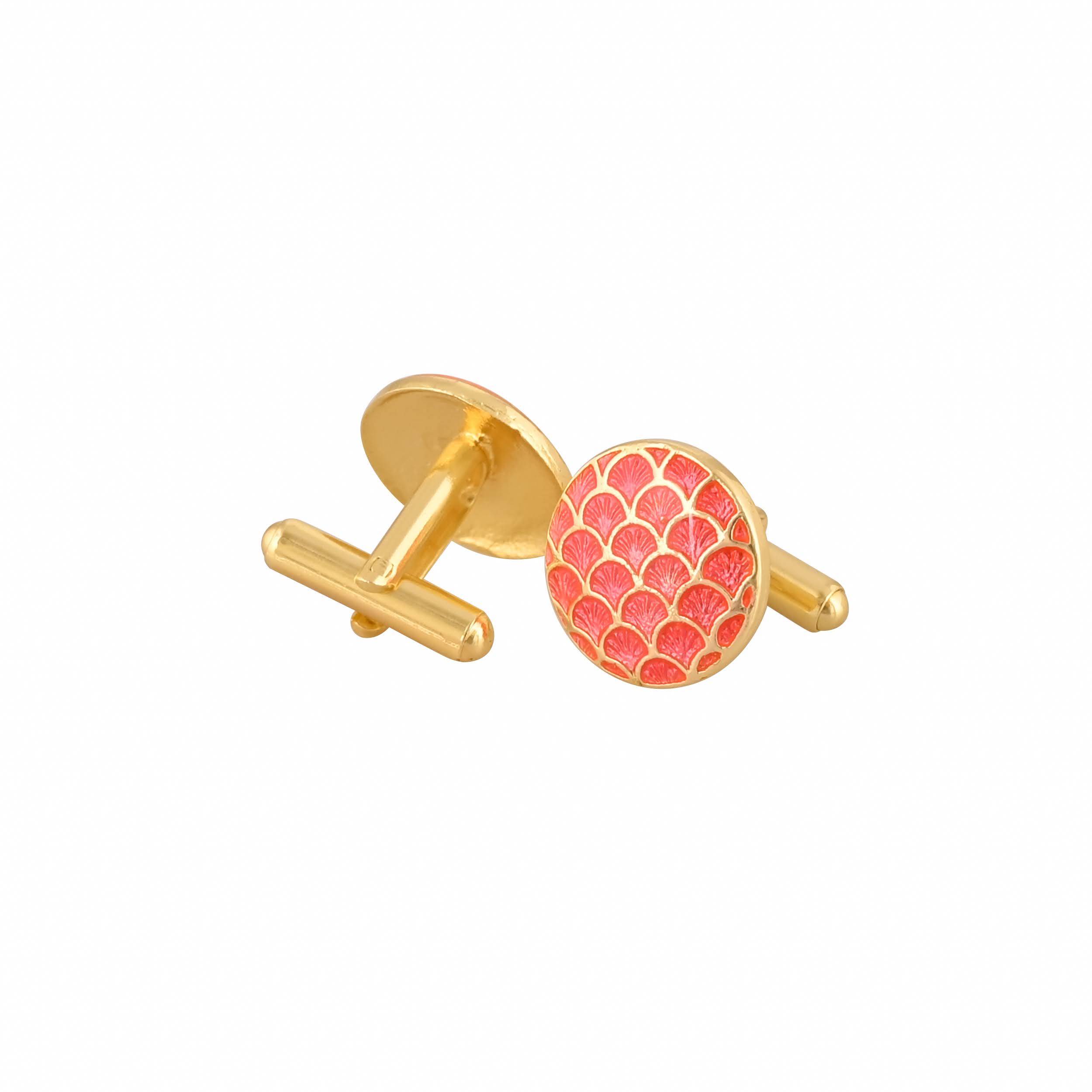 Elegant Gold Plated Red Cufflink in Johkibazar: Sophistication for Every Occasion - Image 1