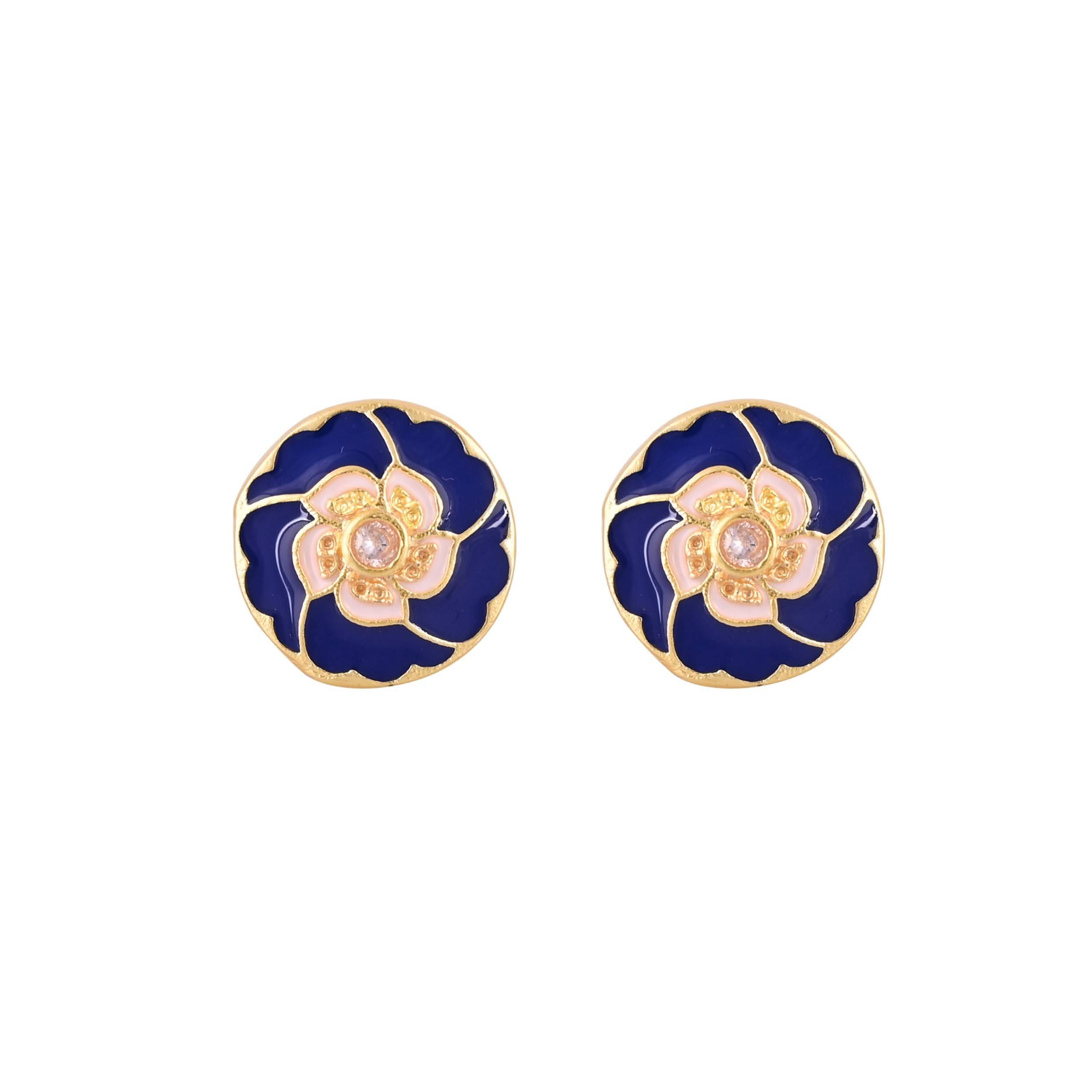 Cufflinks/Elegant Gold Plated Blue Cufflink in Johkibazar: Elevate Style - Image 4