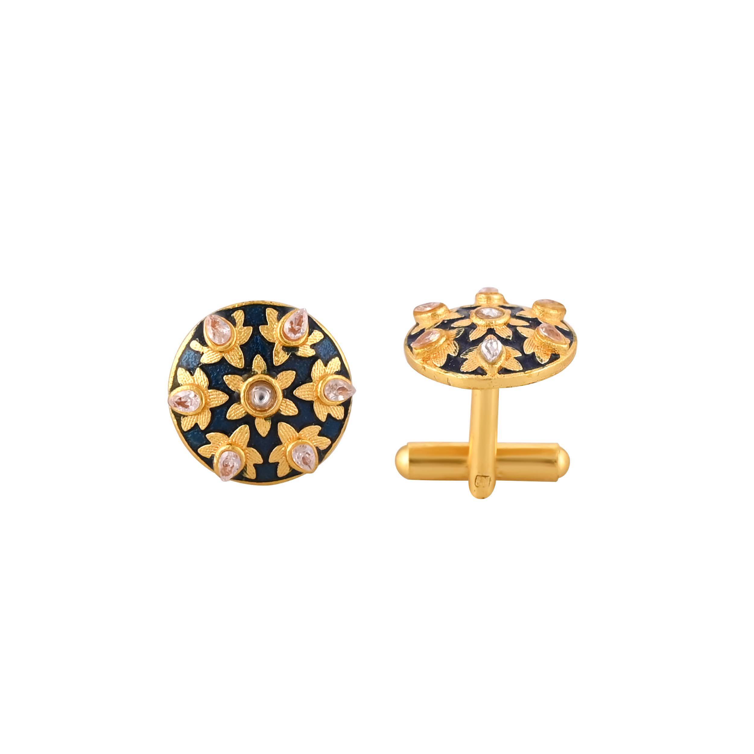 Men's Accessories: Elegant Gold Plated Blue Cufflink in Johkibazar - Elevate Your Style - Image 2