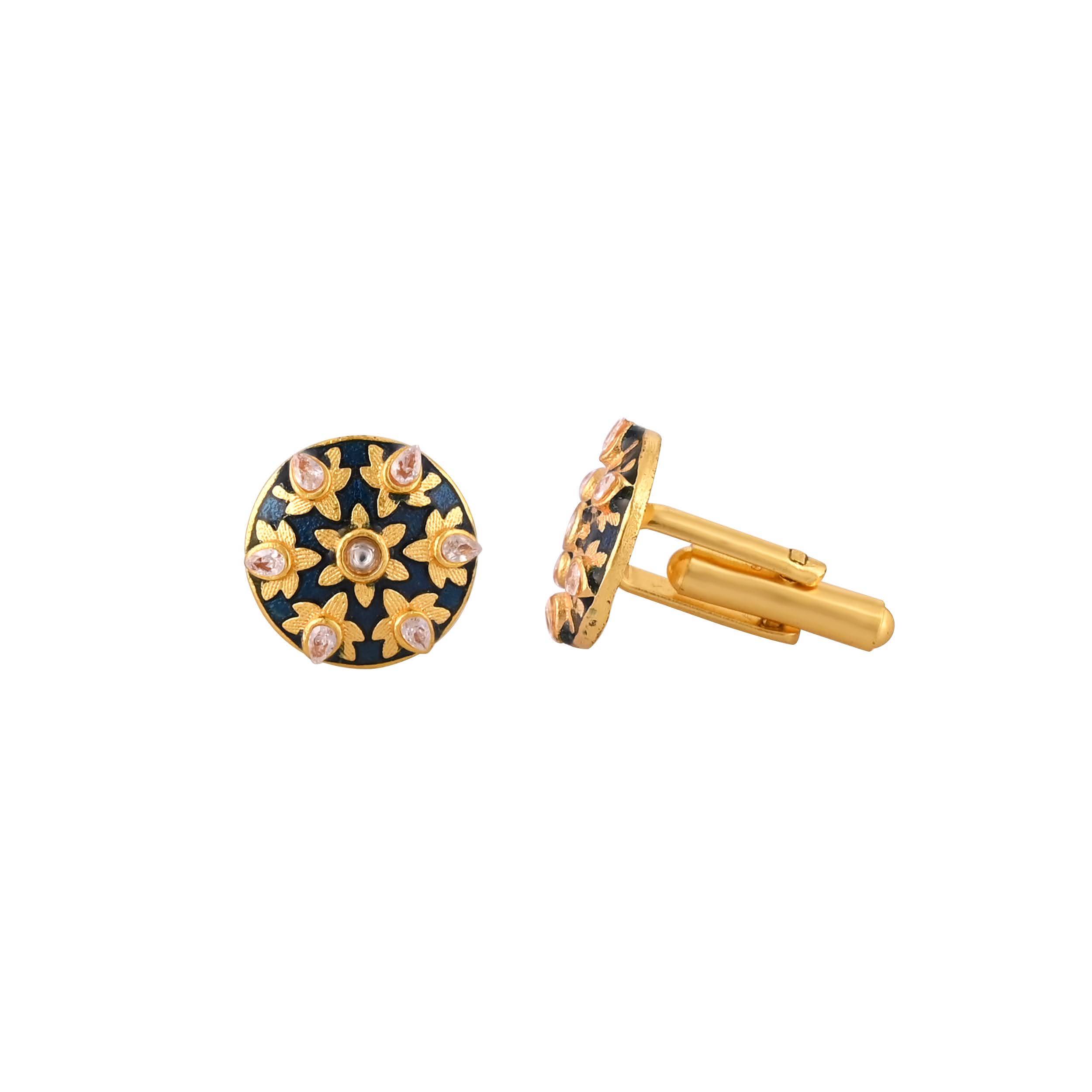 Men's Accessories: Elegant Gold Plated Blue Cufflink in Johkibazar - Elevate Your Style - Image 3