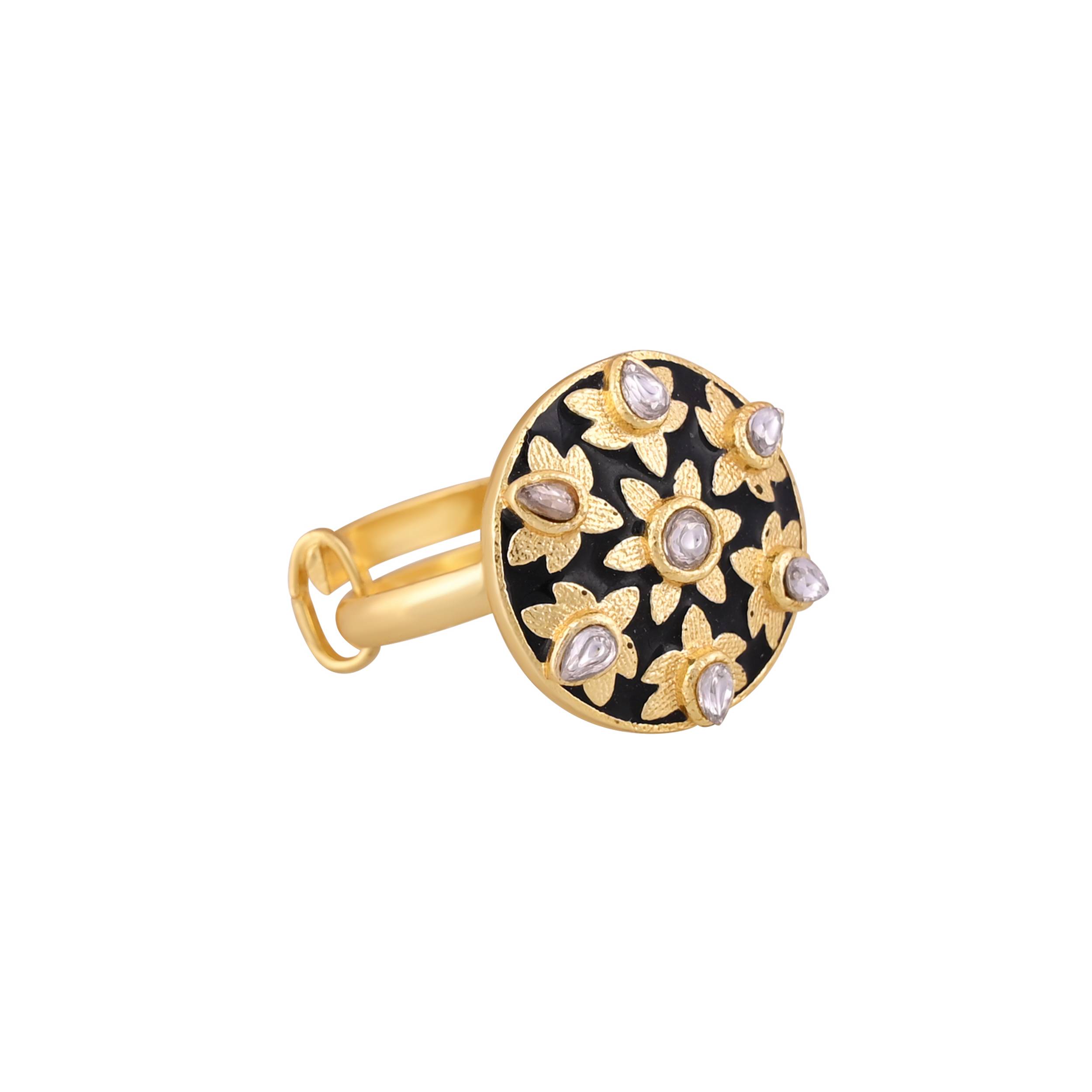 Jewelry/Gold Plated Black Ring in Johkibazar - Adjustable and Elegant -  - Buy Online at SANCTUARY OF JEWELS