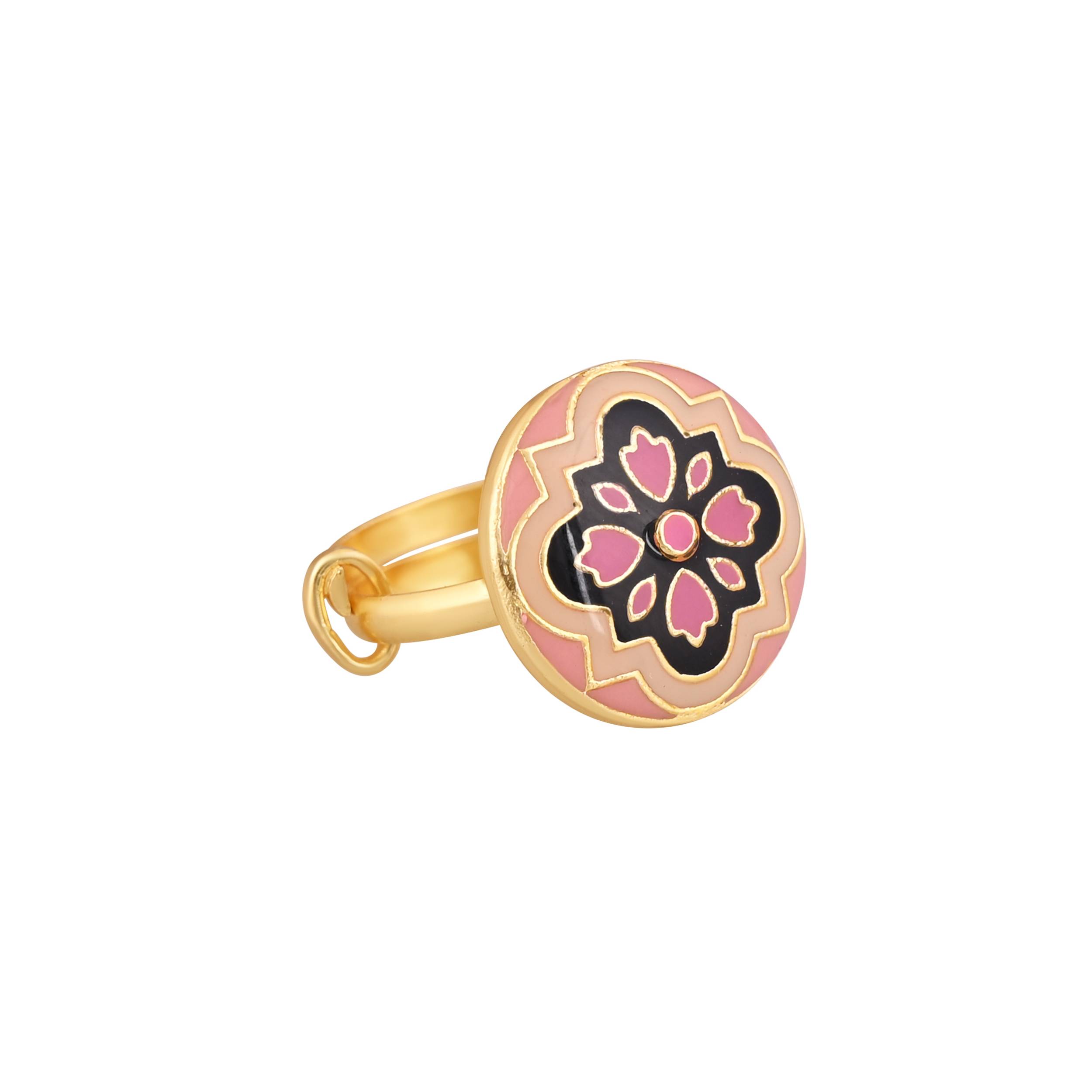 Jewelry/Gold Plated Adjustable Pink Ring in Johkibazar - Enhance Your Style - Image 1
