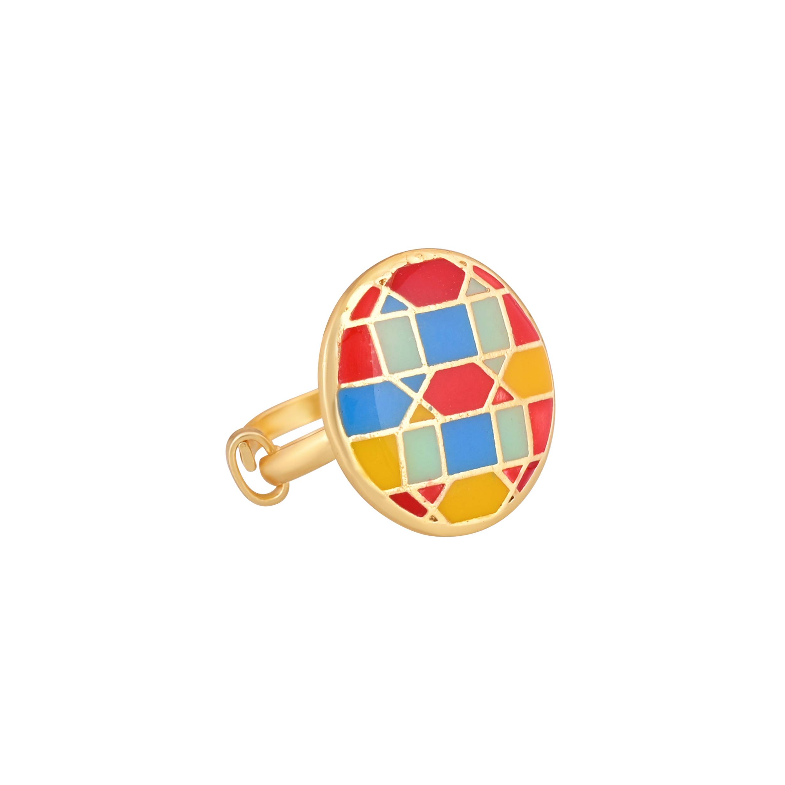 Jewelry/Gold Plated Adjustable Ring in Johkibazar Multicolour Statement Piece - Image 1
