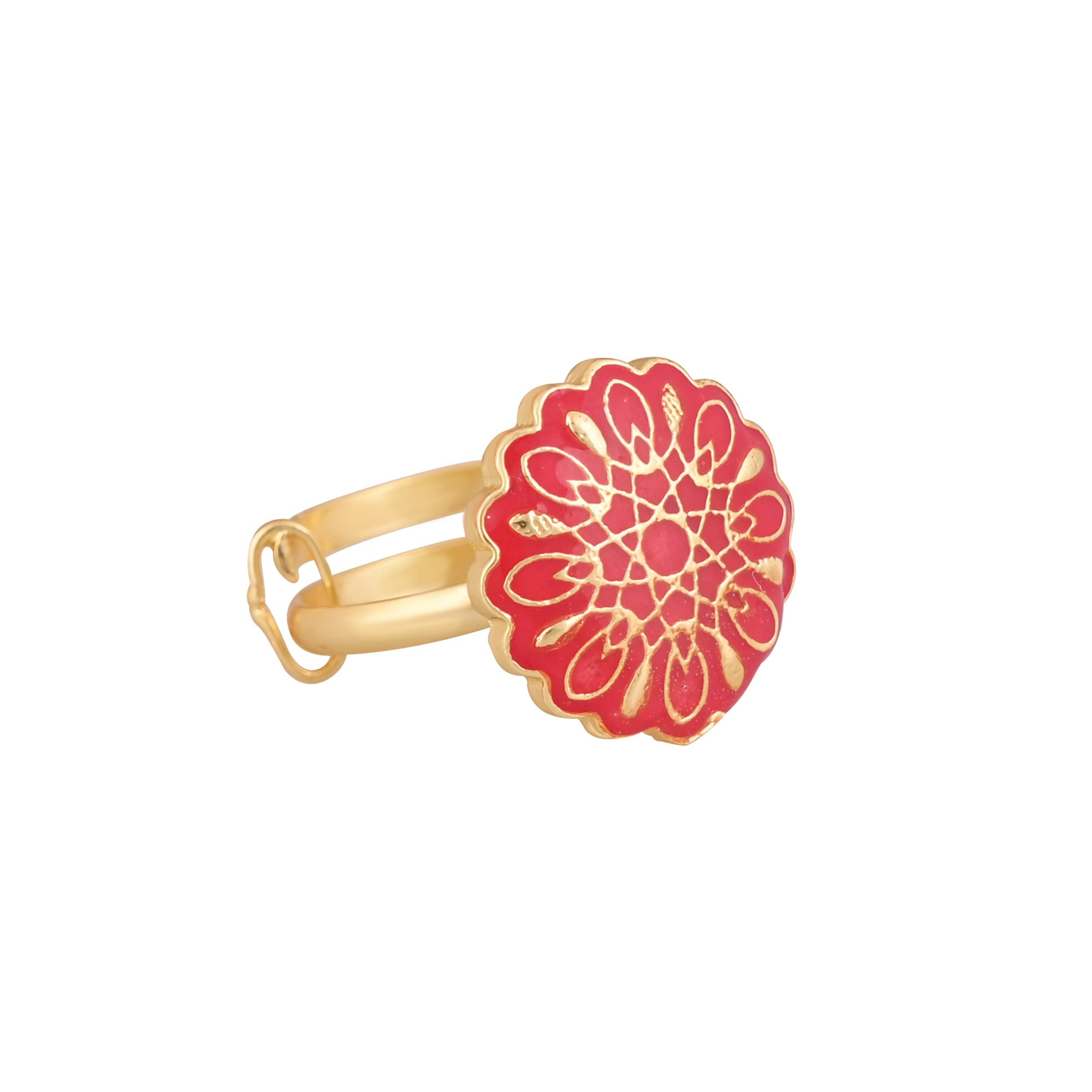Jewelry/Gold Plated Adjustable Red Ring in Johkibazar - Stylish and Elegant - Image 1