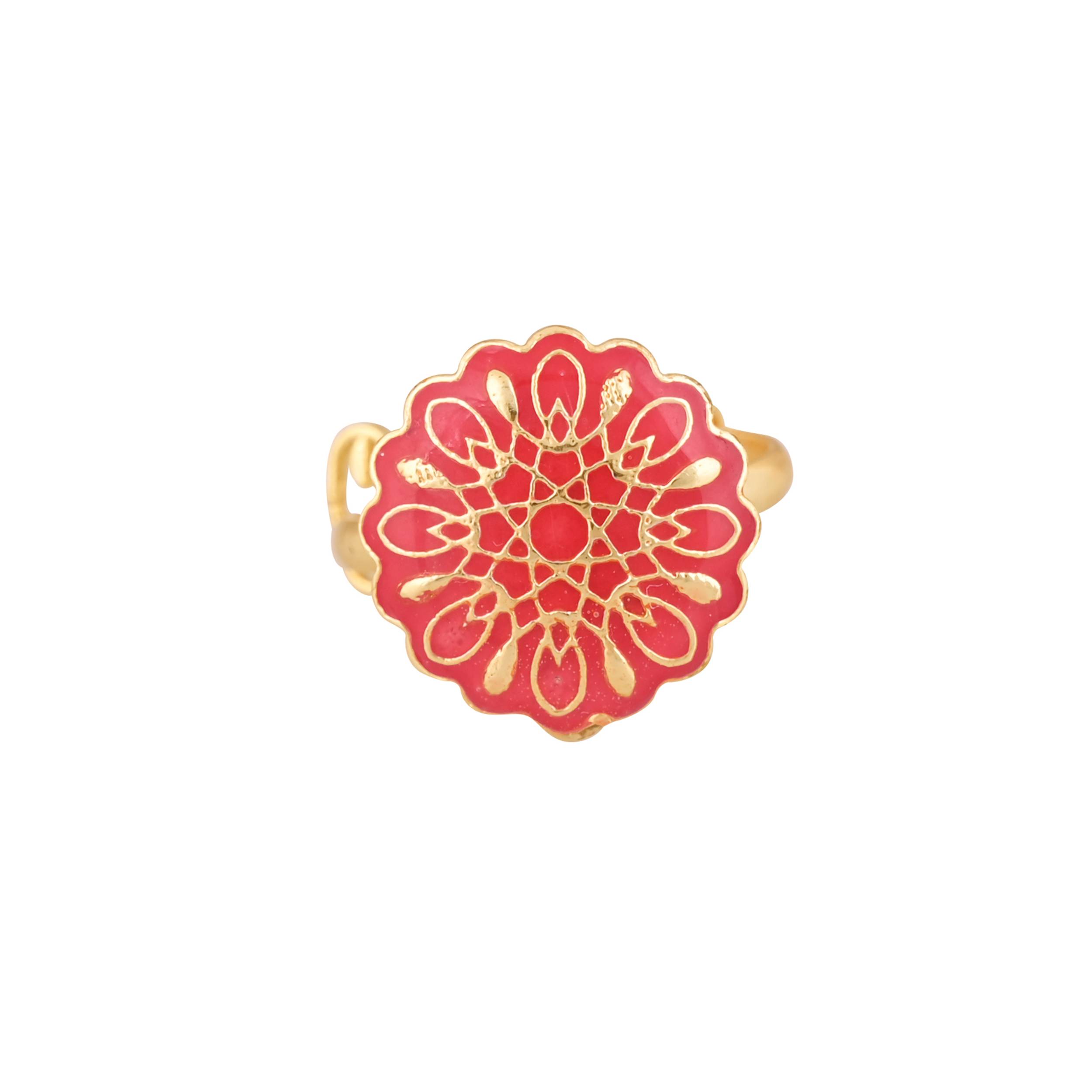 Jewelry/Gold Plated Adjustable Red Ring in Johkibazar - Stylish and Elegant - Image 3