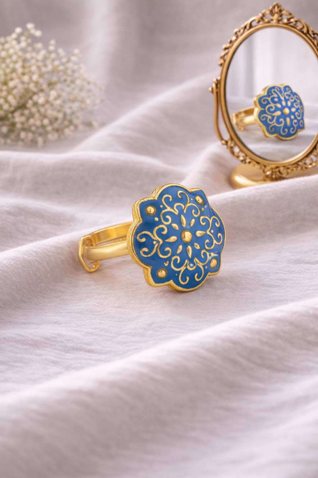 Jewelry/Gold Plated Ring in 1304 Johkibazar - Elegant Blue Design -  - Buy Online at SANCTUARY OF JEWELS
