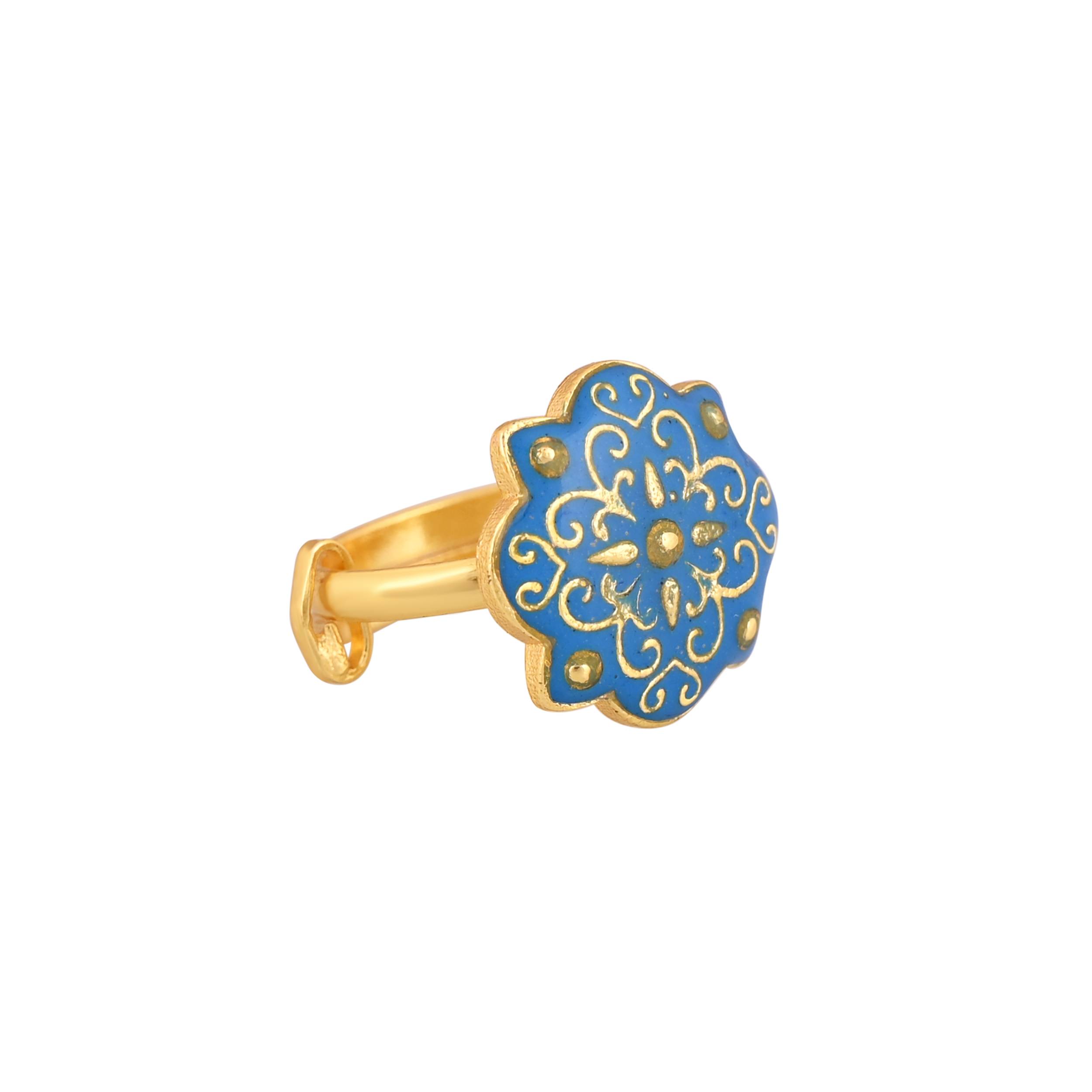Jewelry/Gold Plated Ring in 1304 Johkibazar - Elegant Blue Design - Image 1