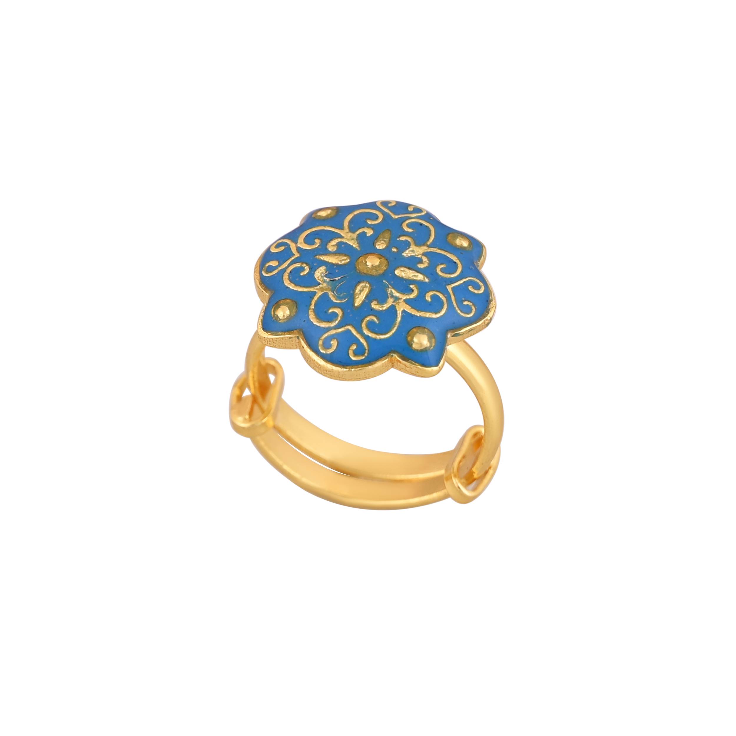 Jewelry/Gold Plated Ring in 1304 Johkibazar - Elegant Blue Design - Image 2