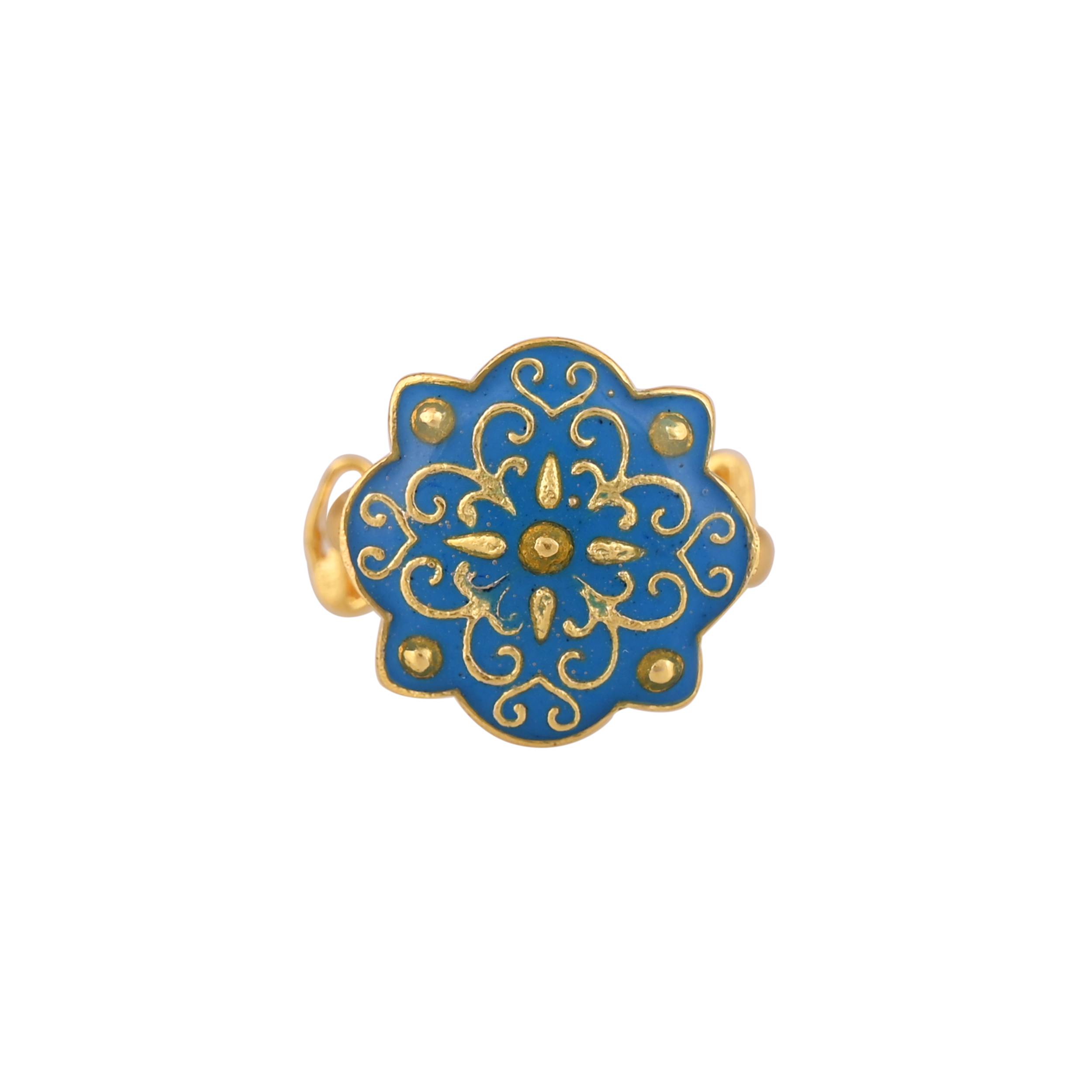 Jewelry/Gold Plated Ring in 1304 Johkibazar - Elegant Blue Design - Image 3