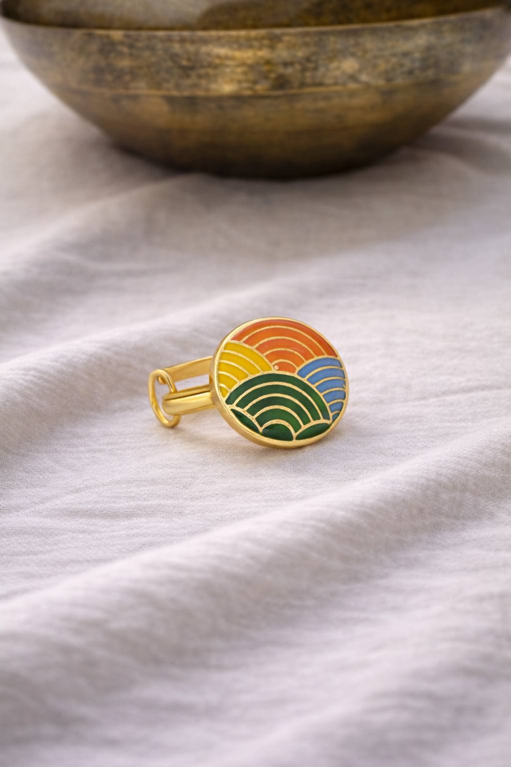 Jewelry/Gold Plated Adjustable Ring in Johkibazar Multicolour Elegance -  - Buy Online at SANCTUARY OF JEWELS