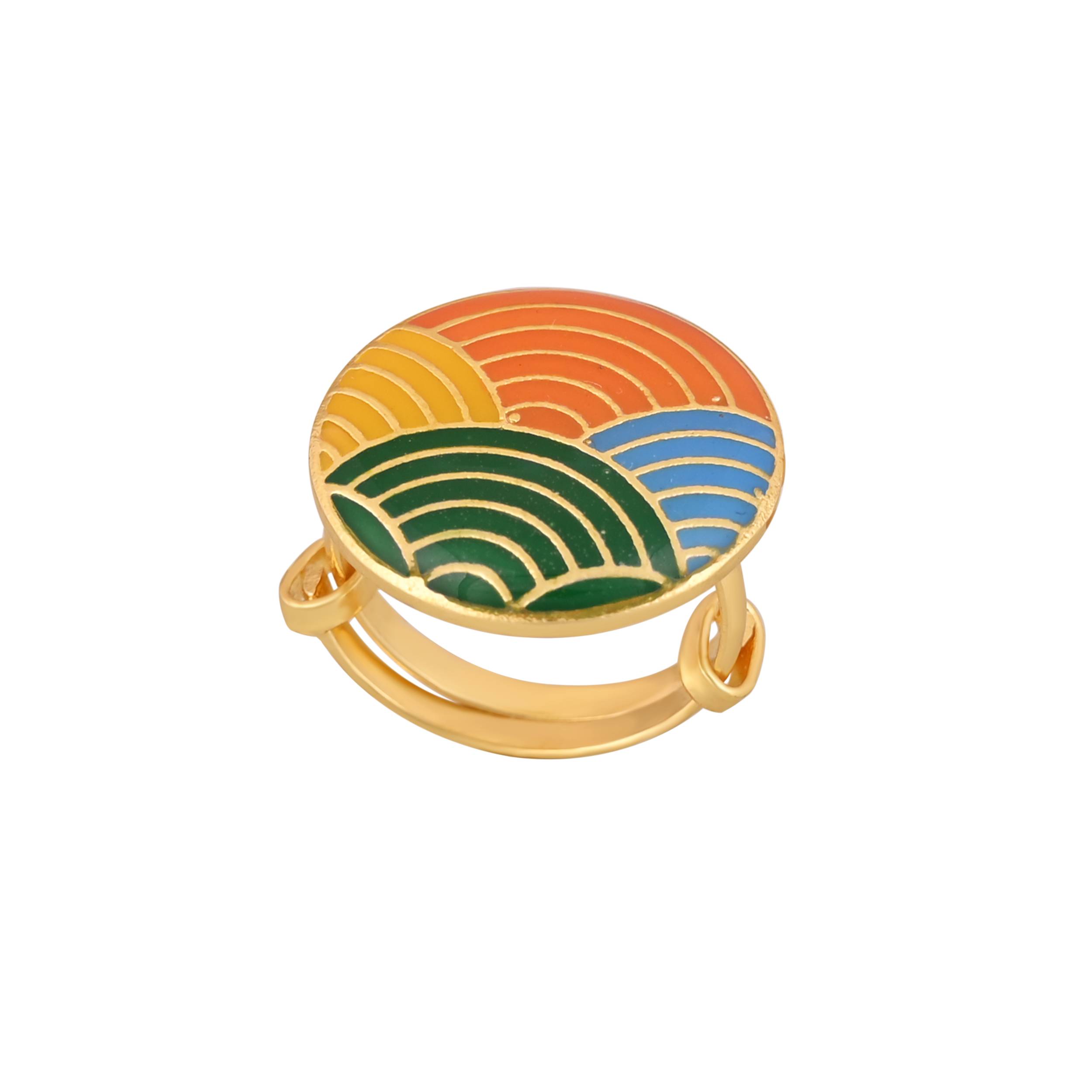 Jewelry/Gold Plated Adjustable Ring in Johkibazar Multicolour Elegance - Image 2
