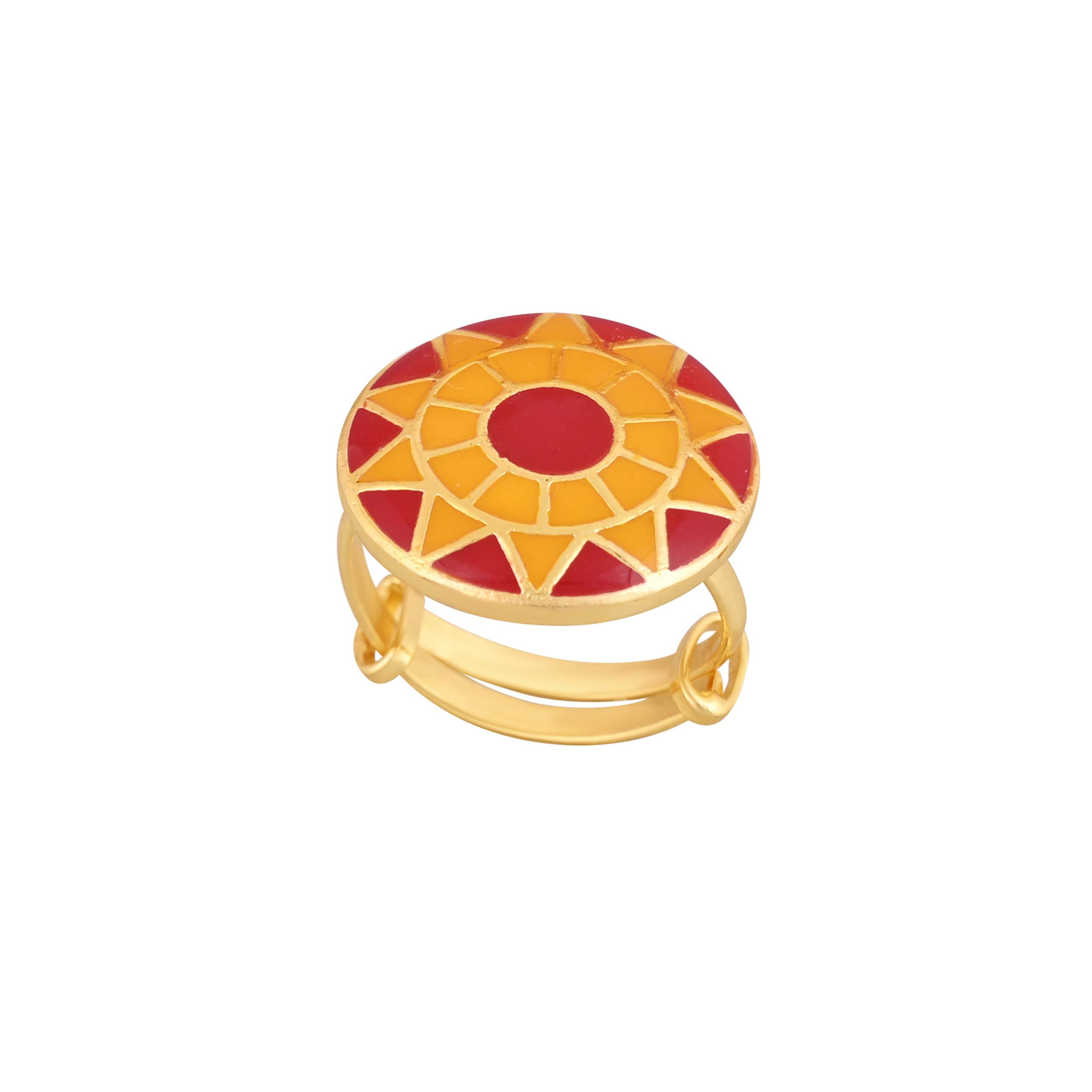 Jewelry/Gold Plated Adjustable Yellow and Red Ring in Johkibazar - Elevate Your Style - Image 2
