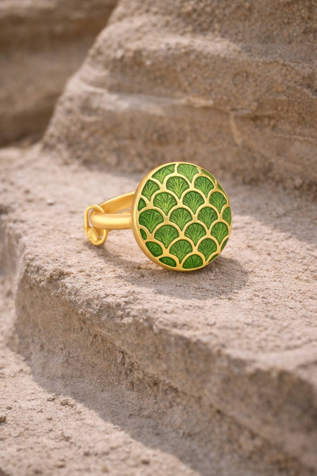 Jewelry/Gold Plated Adjustable Green Ring in Johkibazar - Elevate Your Style -  - Buy Online at SANCTUARY OF JEWELS