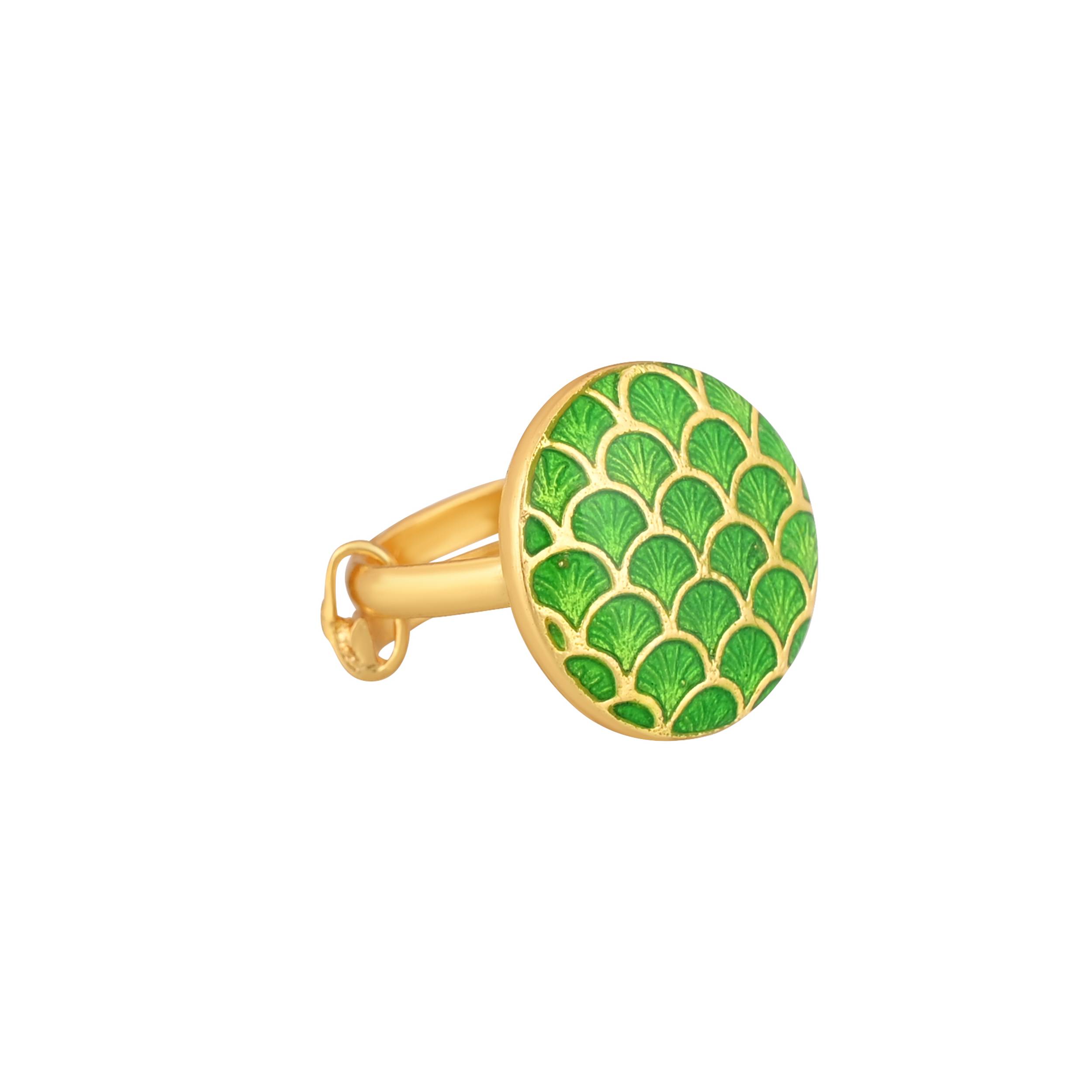 Jewelry/Gold Plated Adjustable Green Ring in Johkibazar - Elevate Your Style - Image 1