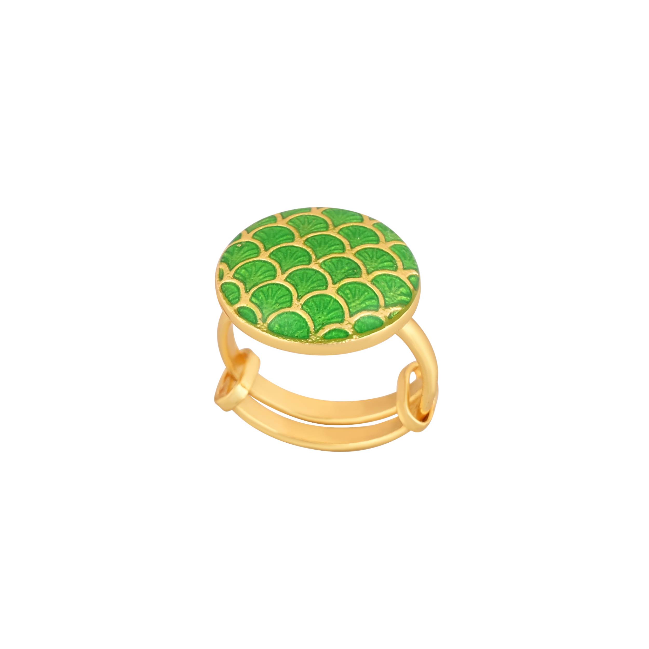 Jewelry/Gold Plated Adjustable Green Ring in Johkibazar - Elevate Your Style - Image 2
