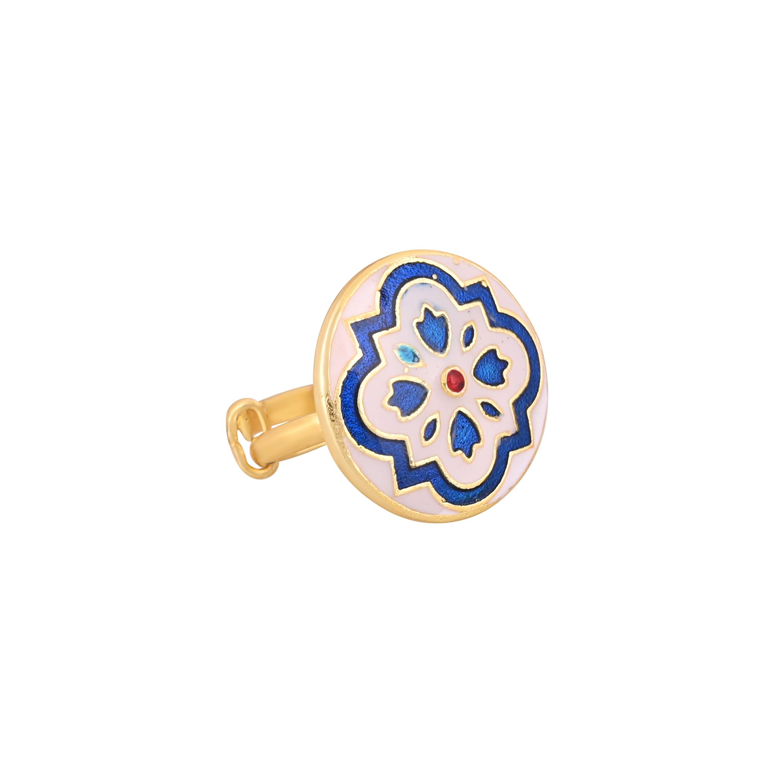 Jewelry/Gold Plated Adjustable White Ring in Jokhibazar - Elevate Your Style - Image 1