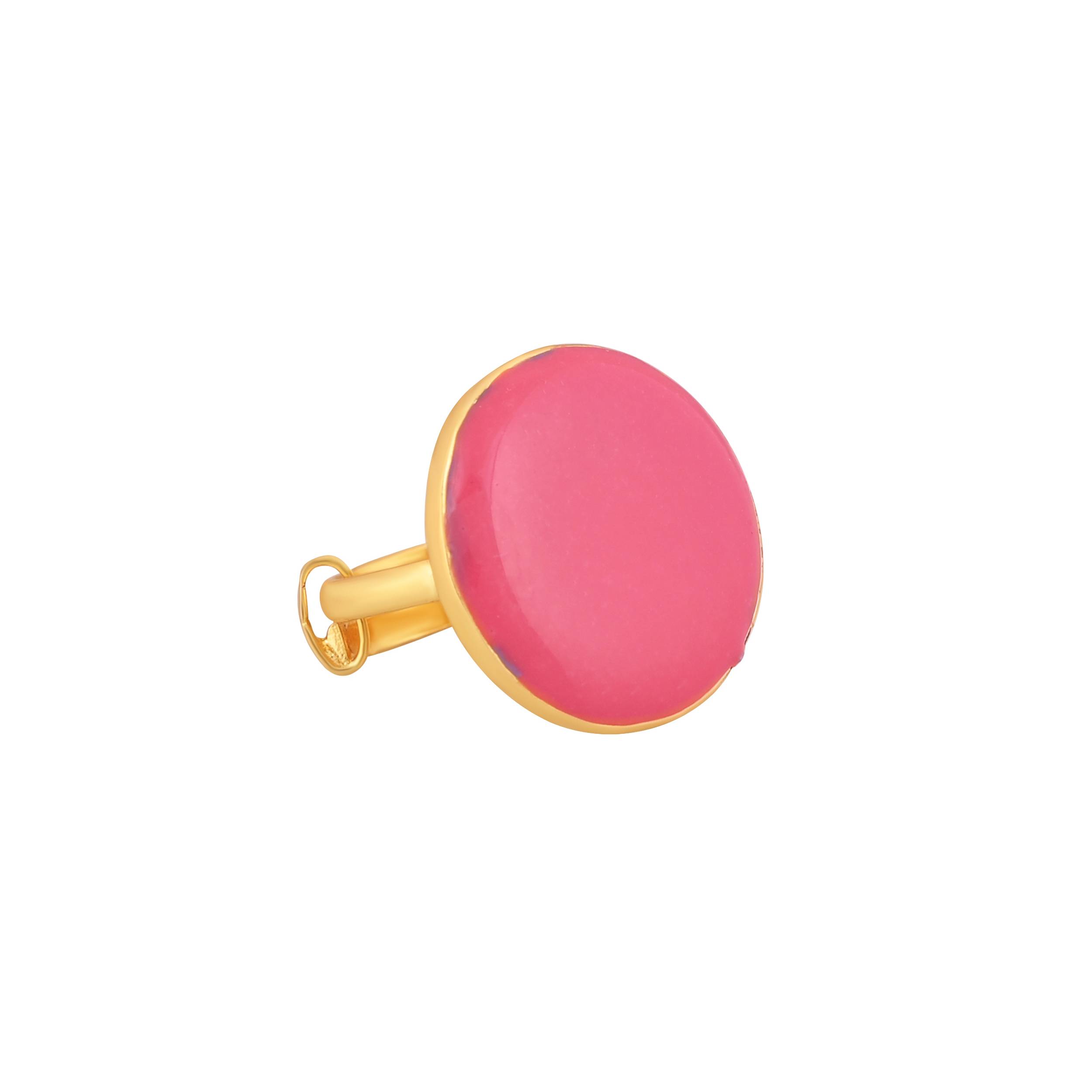 Elegant Gold Plated Pink Cufflink in Johkibazar: Elevate Your Formal Attire - Image 1