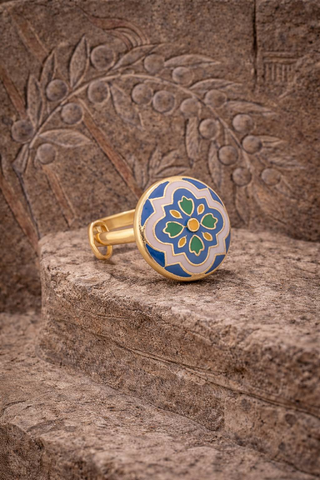 Jewelry/Gold Plated Adjustable Blue Ring in Johkibazar - Elevate Your Style -  - Buy Online at SANCTUARY OF JEWELS