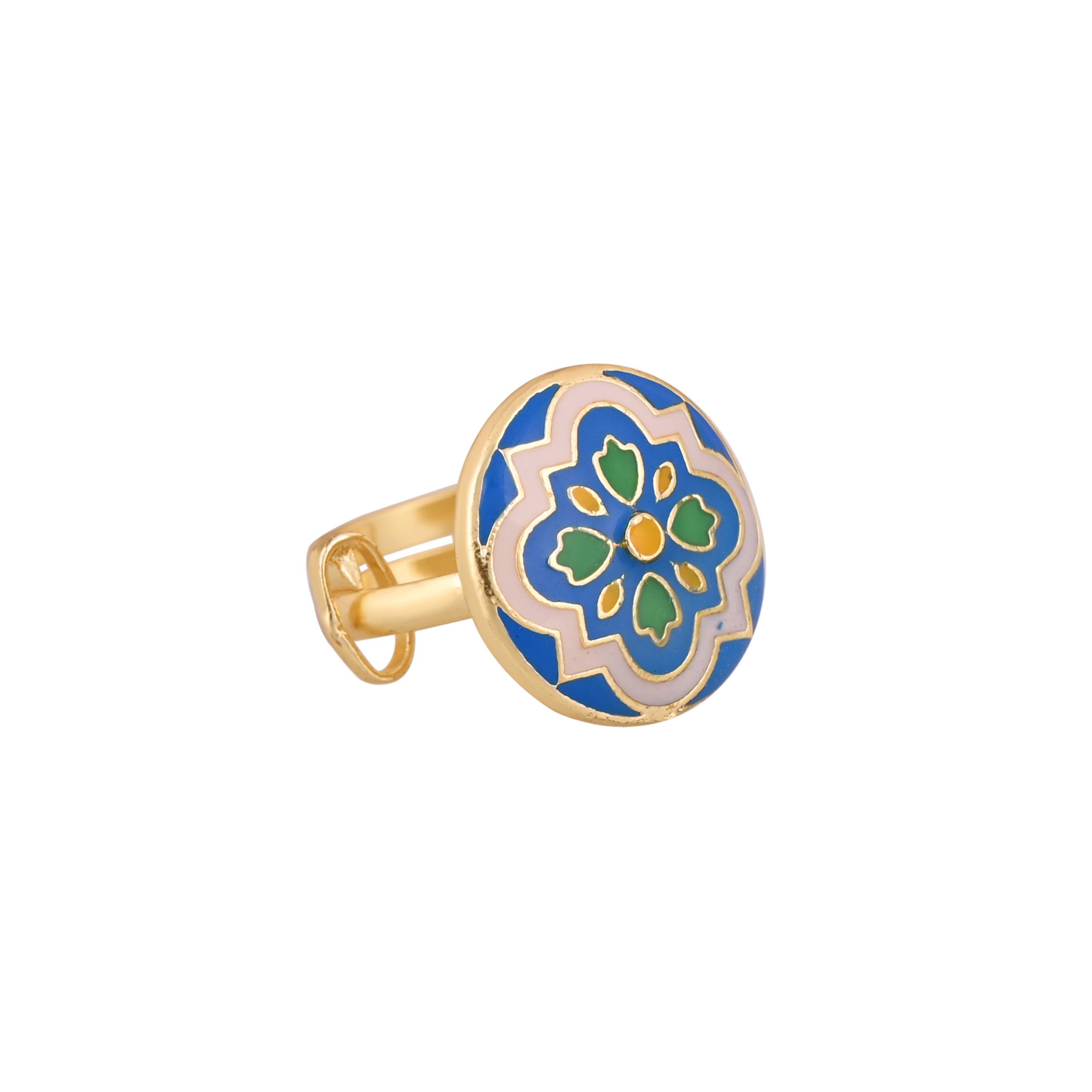 Jewelry/Gold Plated Adjustable Blue Ring in Johkibazar - Elevate Your Style - Image 1
