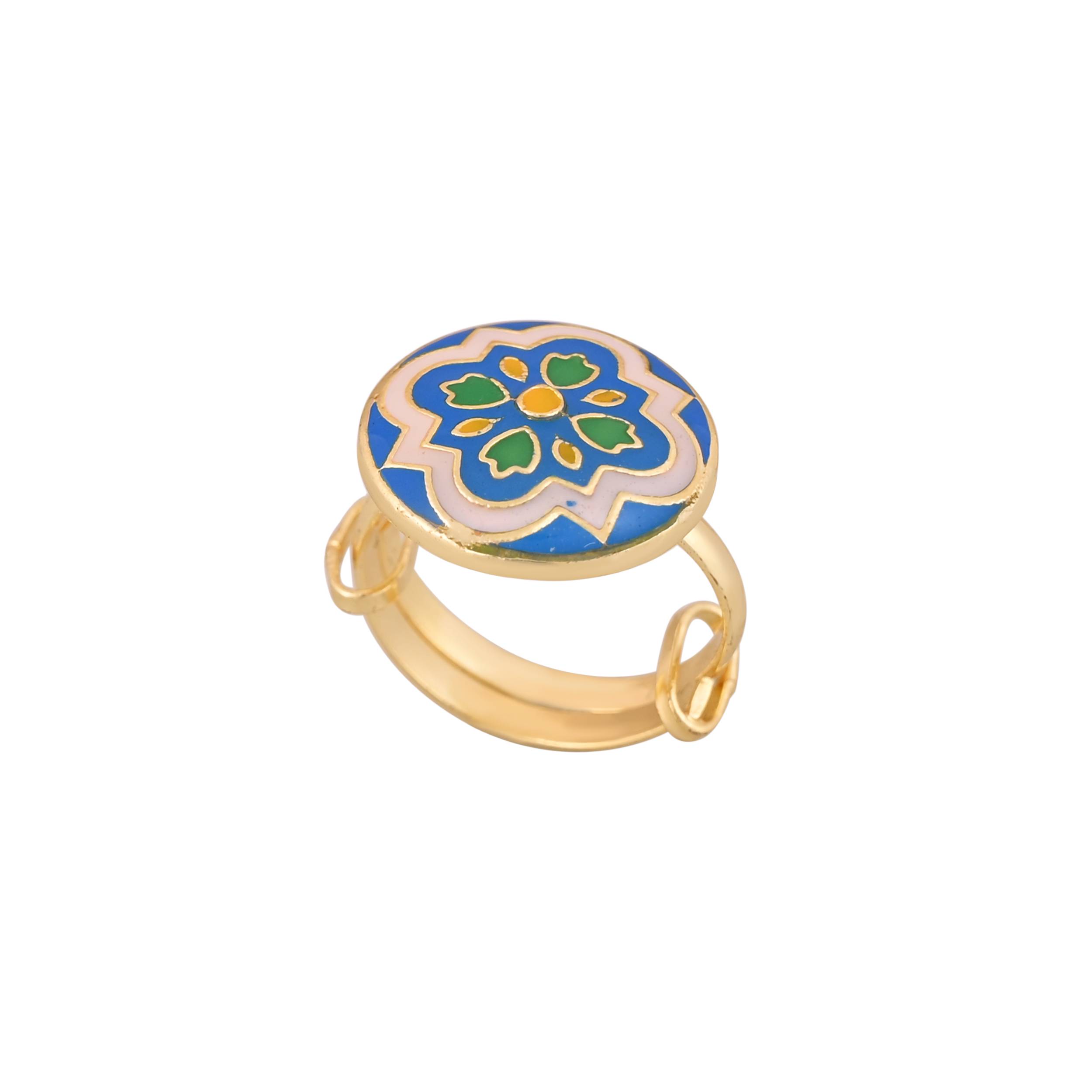 Jewelry/Gold Plated Adjustable Blue Ring in Johkibazar - Elevate Your Style - Image 2
