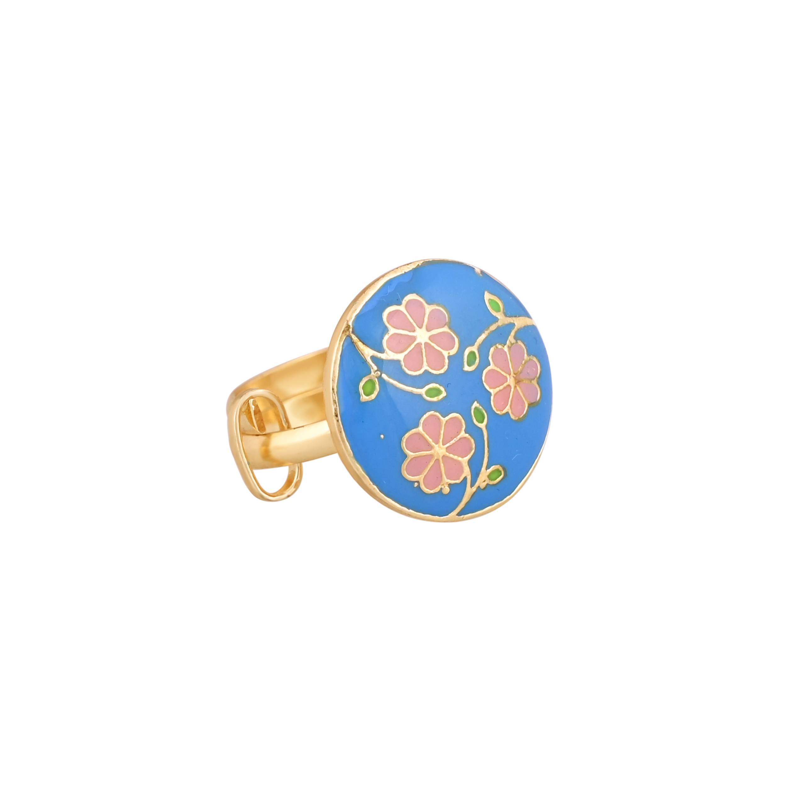 Jewelry/Gold Plated Adjustable Blue Ring in Johkibazar - Stylish Accessory - Image 1