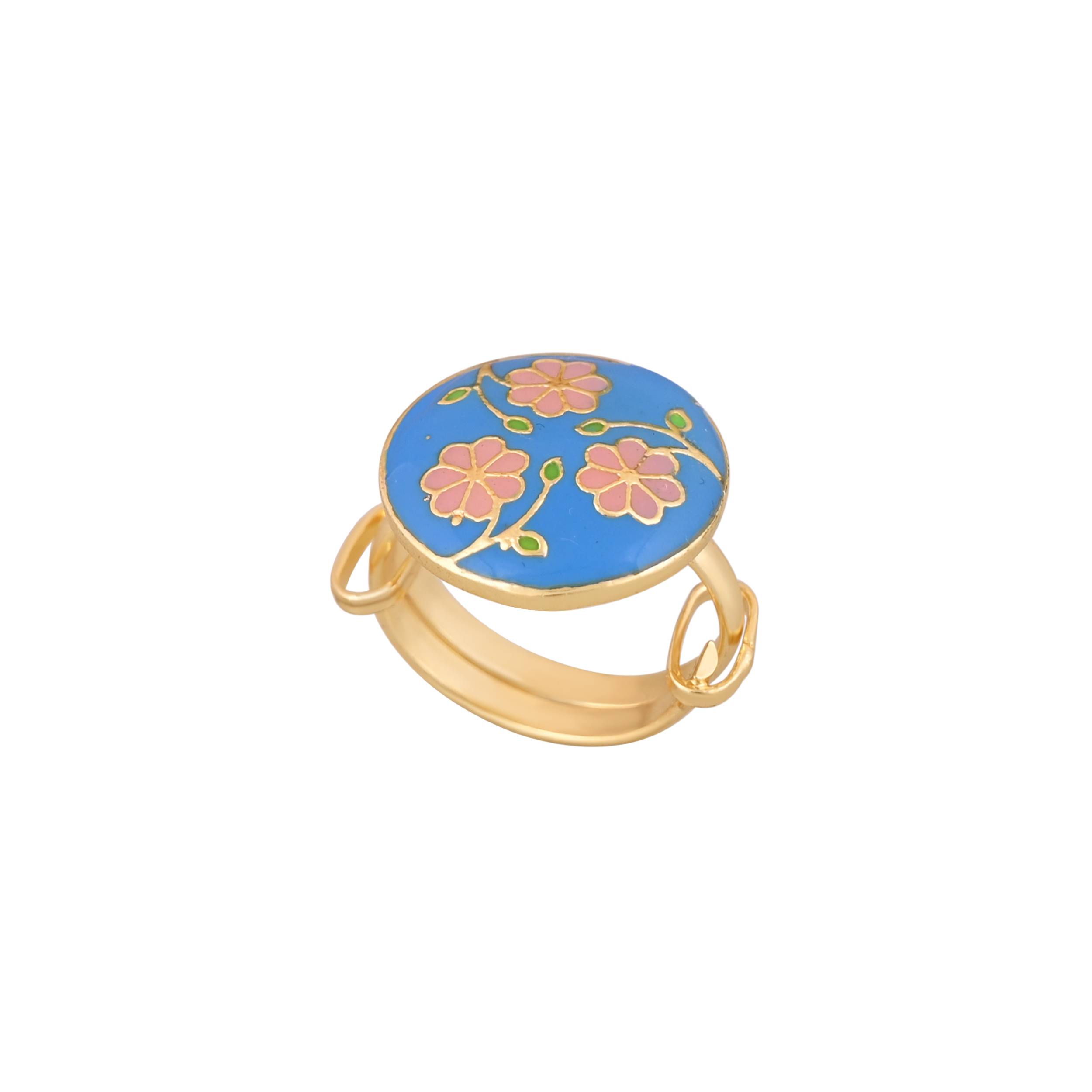 Jewelry/Gold Plated Adjustable Blue Ring in Johkibazar - Stylish Accessory - Image 2