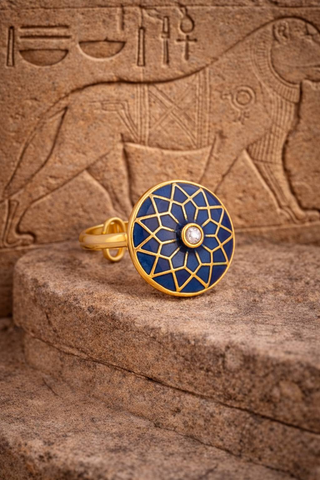 Jewelry/Gold Plated Adjustable Blue Ring in Johkibazar - Elevate Your Style -  - Buy Online at SANCTUARY OF JEWELS