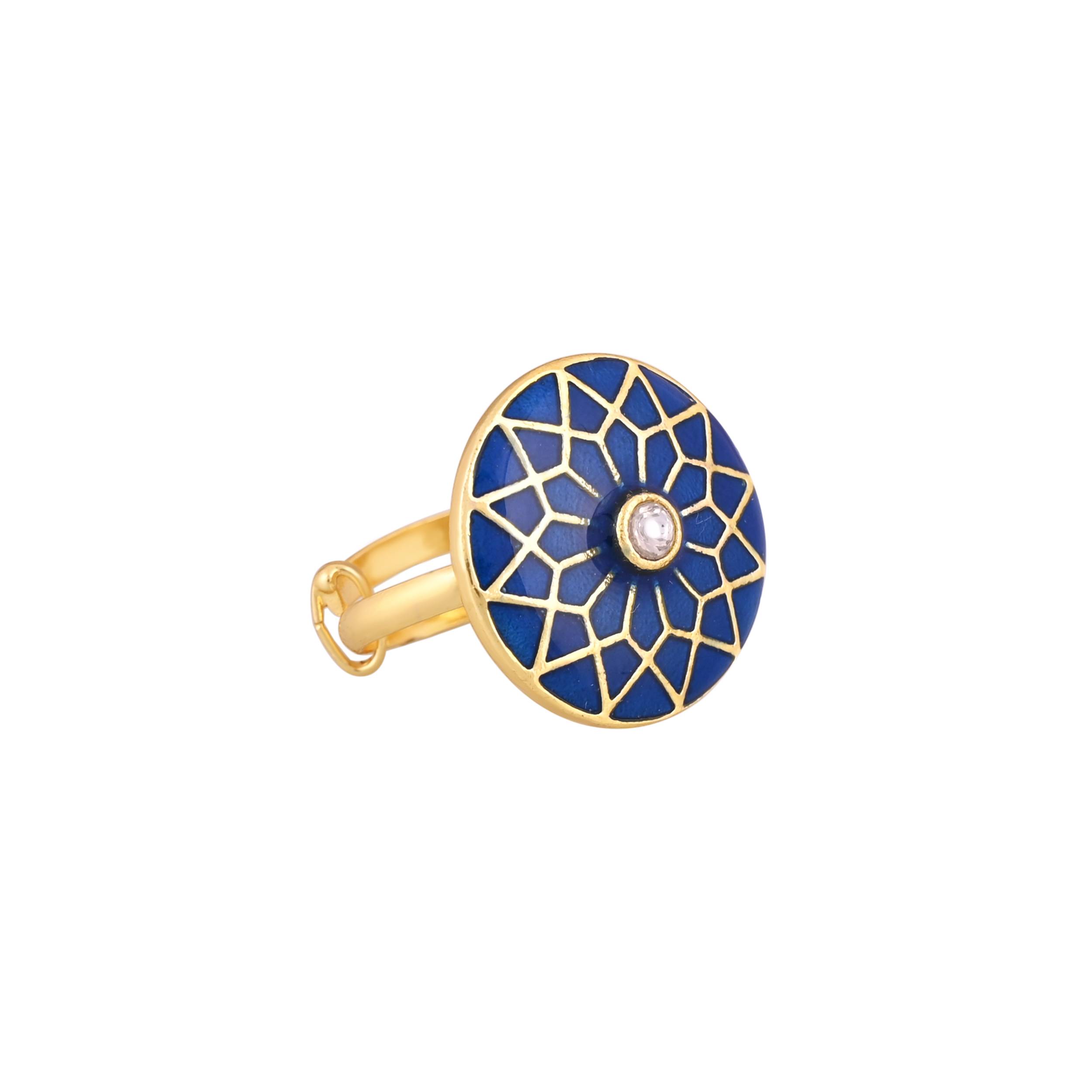 Jewelry/Gold Plated Adjustable Blue Ring in Johkibazar - Elevate Your Style - Image 1