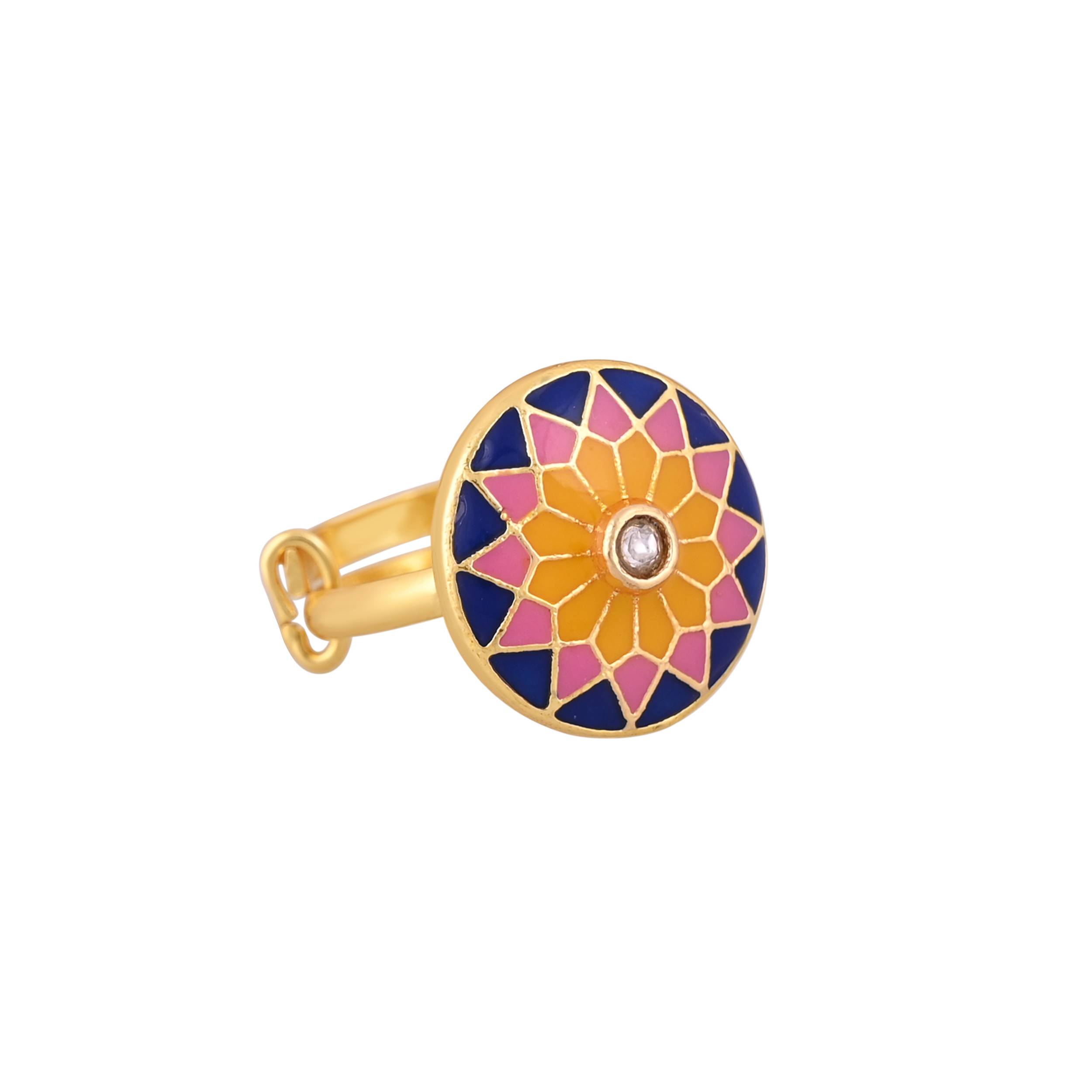 Jewelry/Rings in Johkibazar Gold Plated Adjustable Multicolour Ring - Image 1