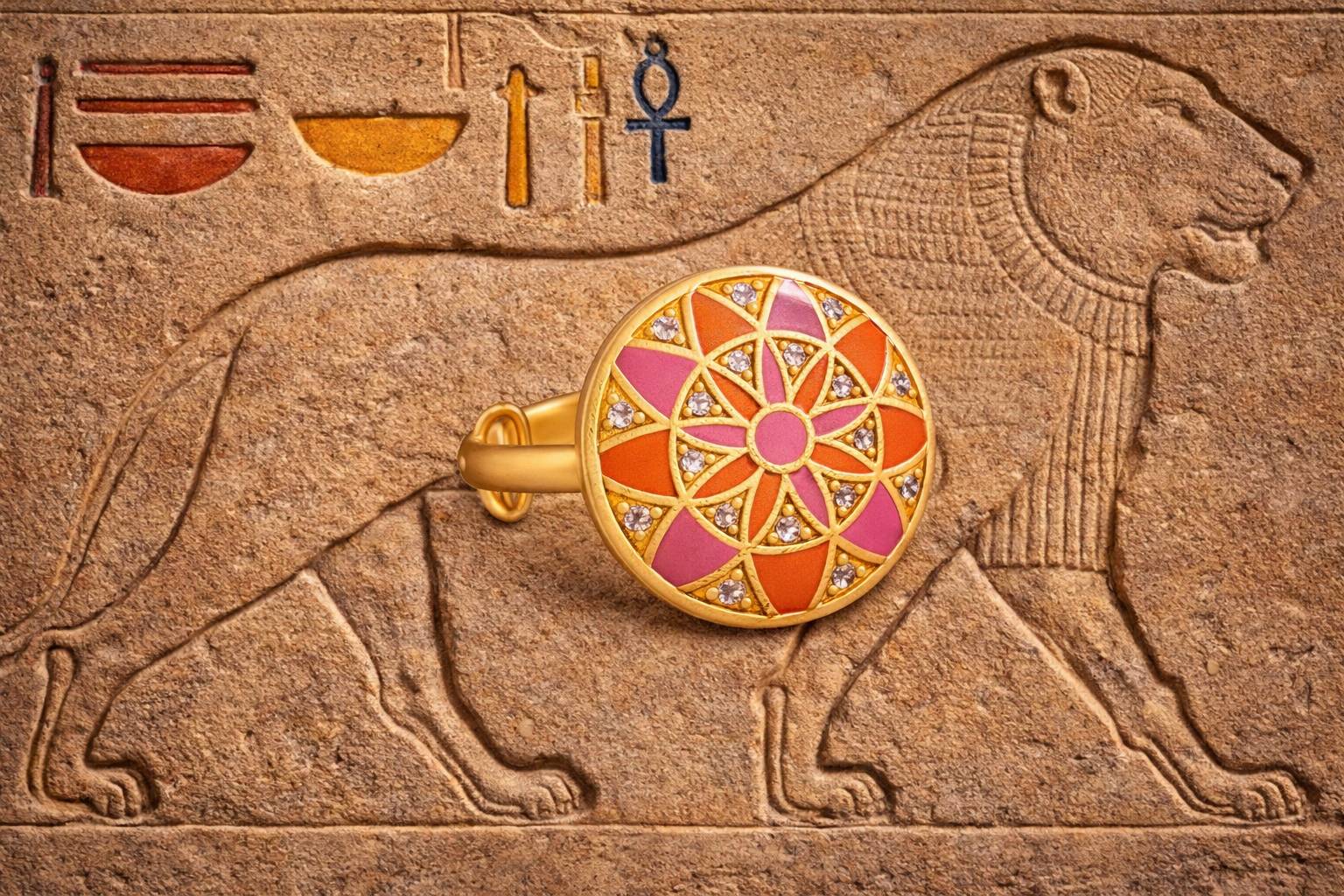 Jewelry/Gold Plated Adjustable Pink Ring in Johkibazar - Elevate Your Style -  - Buy Online at SANCTUARY OF JEWELS