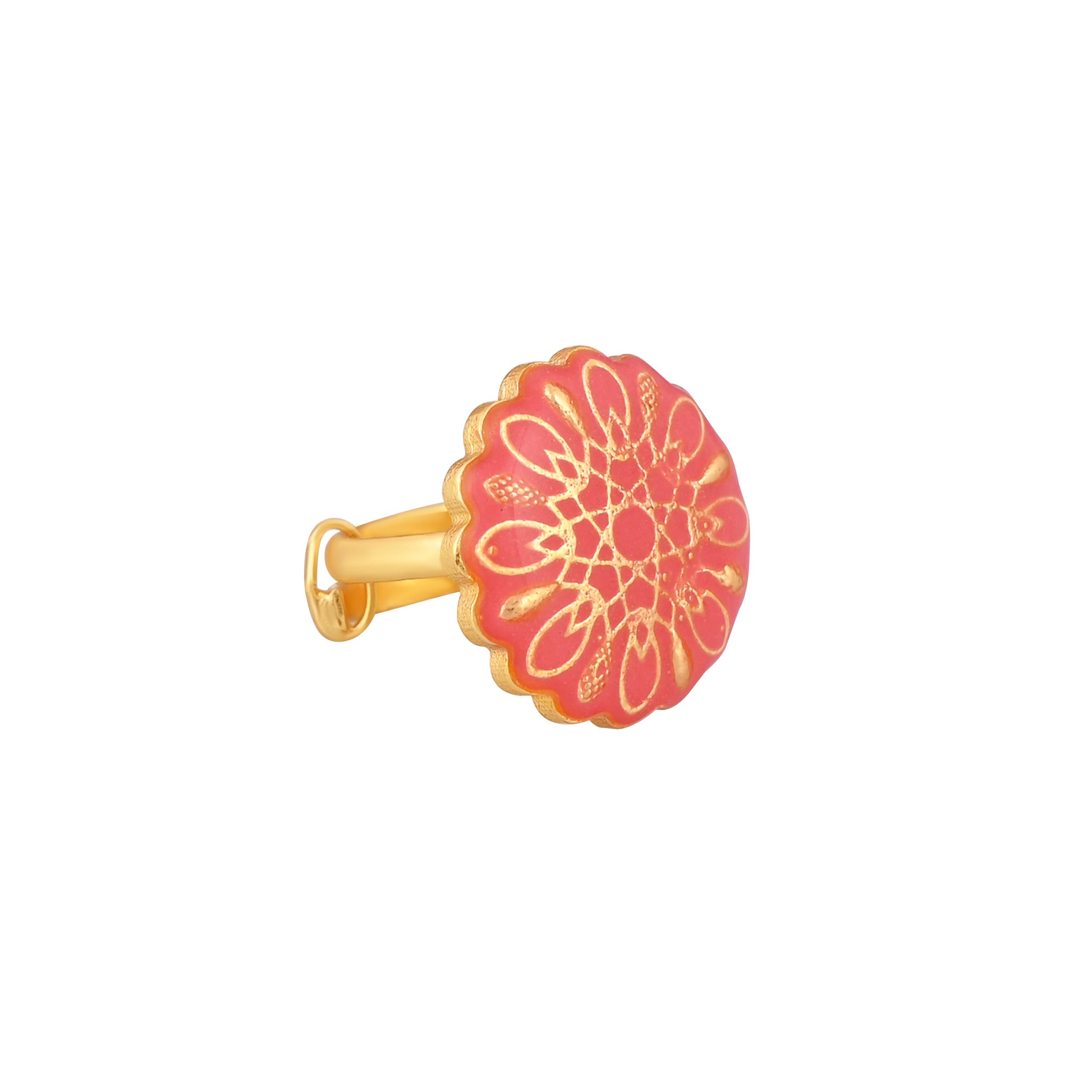 Jewelry/Gold Plated Adjustable Pink Ring in Johkibazar - Stylish Accessory - Image 1