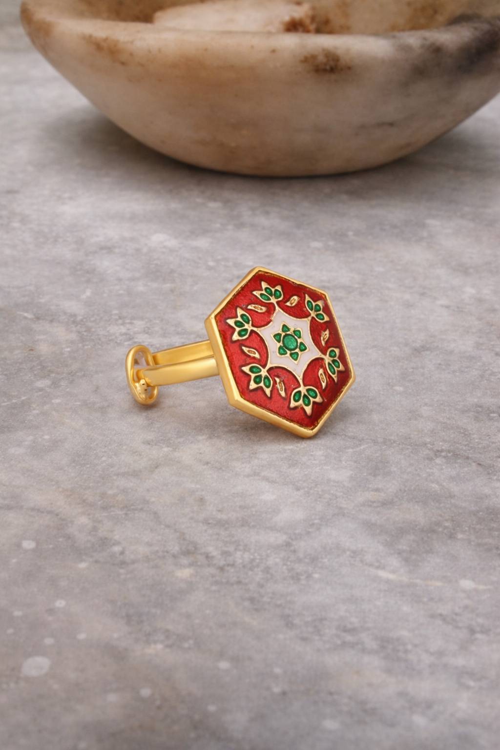 Jewelry/Gold Plated Adjustable Hexagonal Ring in Johkibazar - Elevate Your Style -  - Buy Online at SANCTUARY OF JEWELS