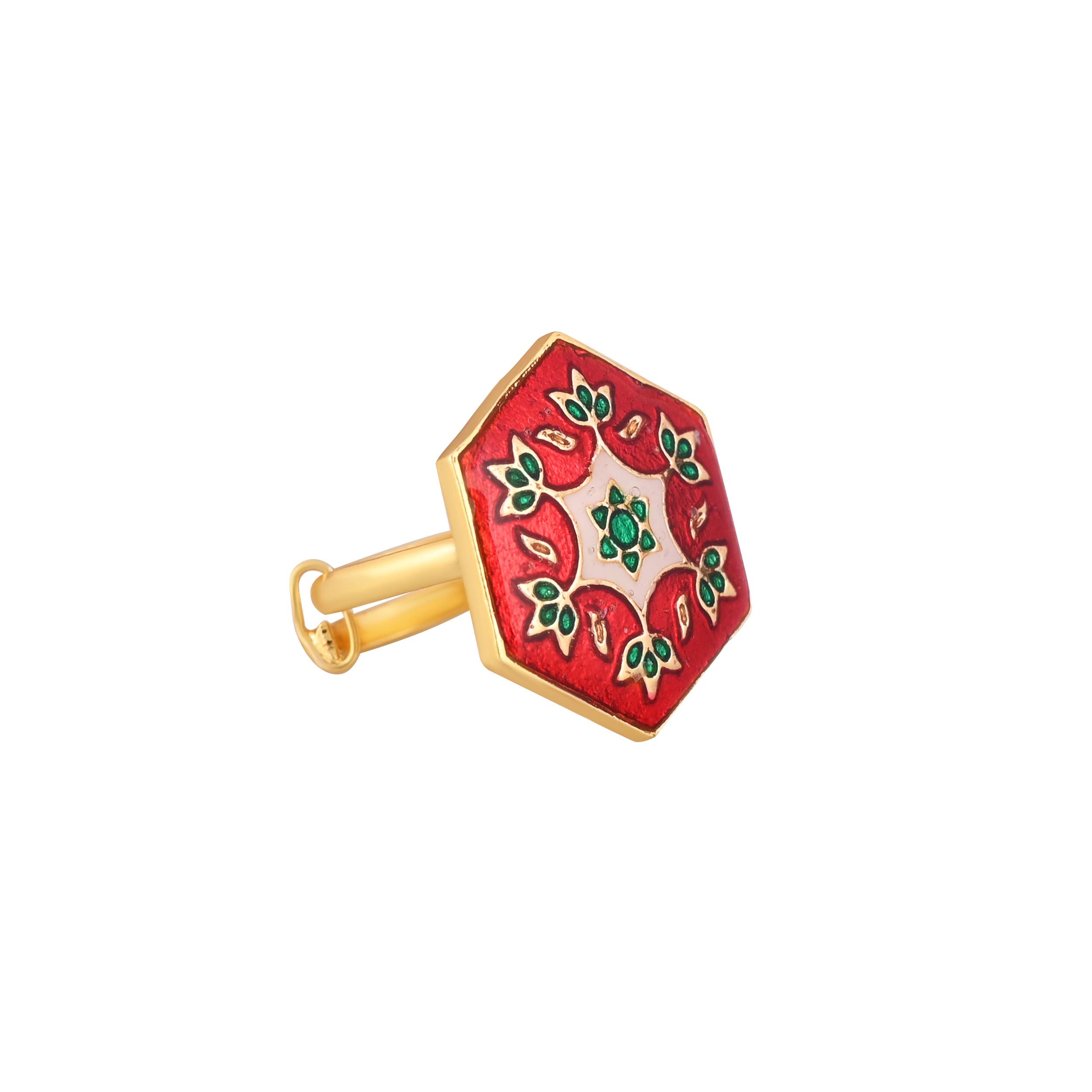 Jewelry/Gold Plated Adjustable Hexagonal Ring in Johkibazar - Elevate Your Style - Image 1