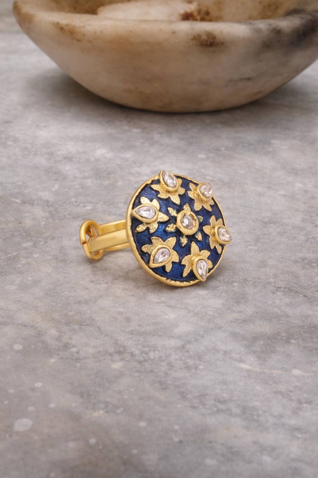 Jewelry/Gold Plated Adjustable Blue Ring in Johkibazar: Elevate Your Style -  - Buy Online at SANCTUARY OF JEWELS