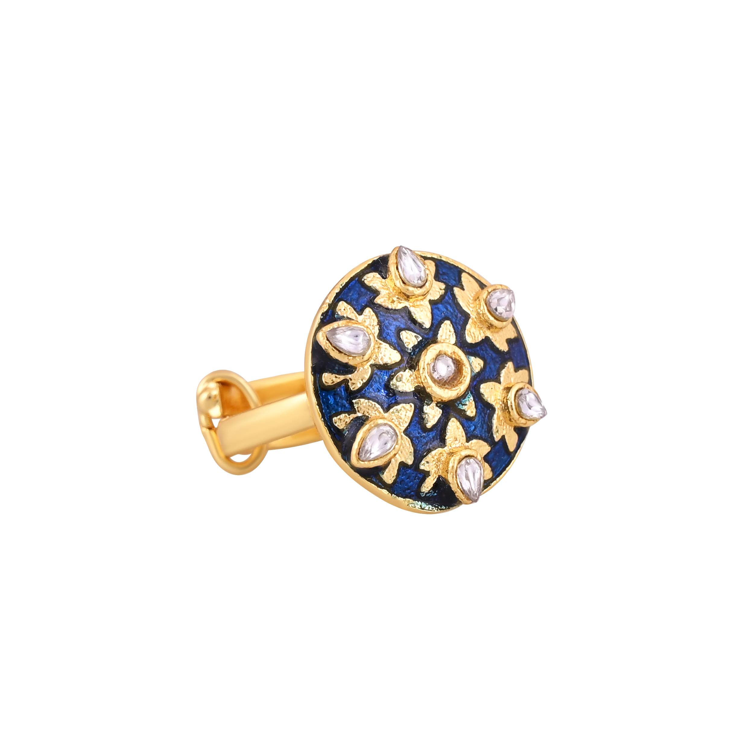Jewelry/Gold Plated Adjustable Blue Ring in Johkibazar: Elevate Your Style - Image 1