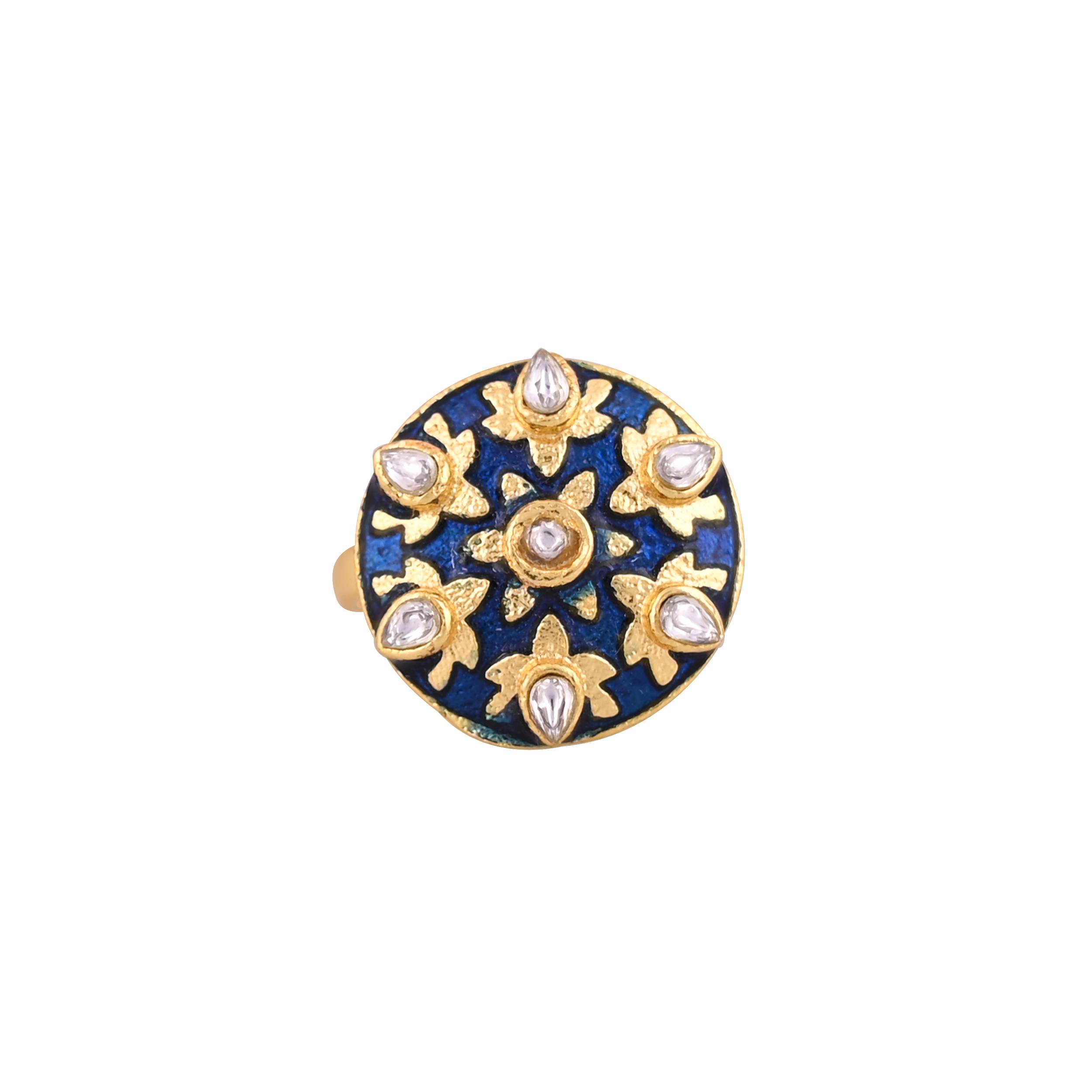 Jewelry/Gold Plated Adjustable Blue Ring in Johkibazar: Elevate Your Style - Image 3