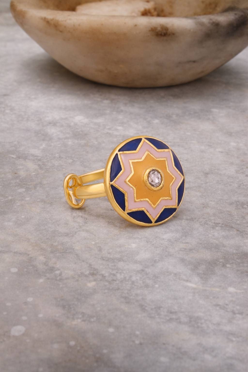 Jewelry/Gold Plated Adjustable Blue Ring in Johkibazar, Elevates Style -  - Buy Online at SANCTUARY OF JEWELS
