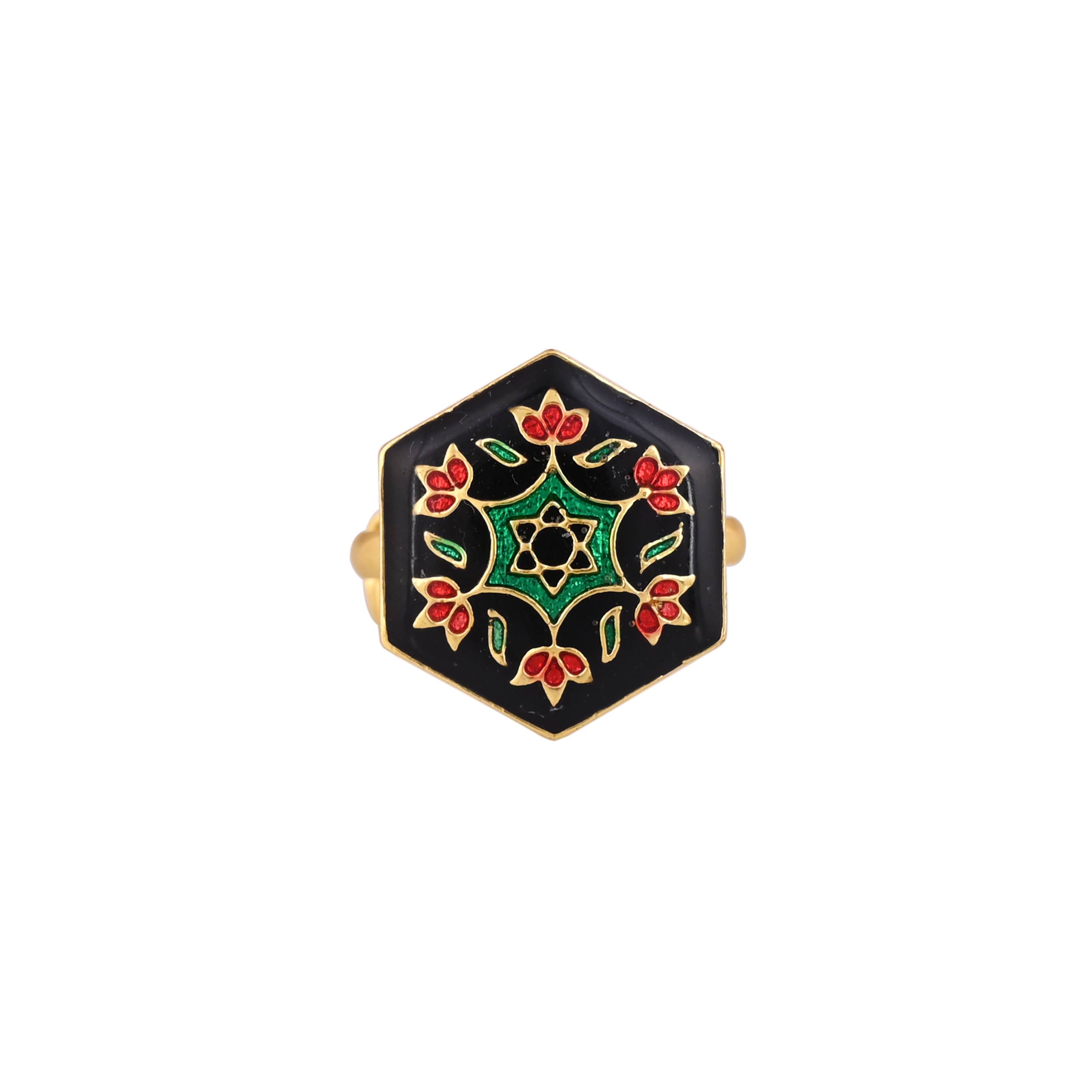 Jewelry/Gold Plated Adjustable Hexagonal Ring in Johkibazar - Elevate Your Style - Image 3